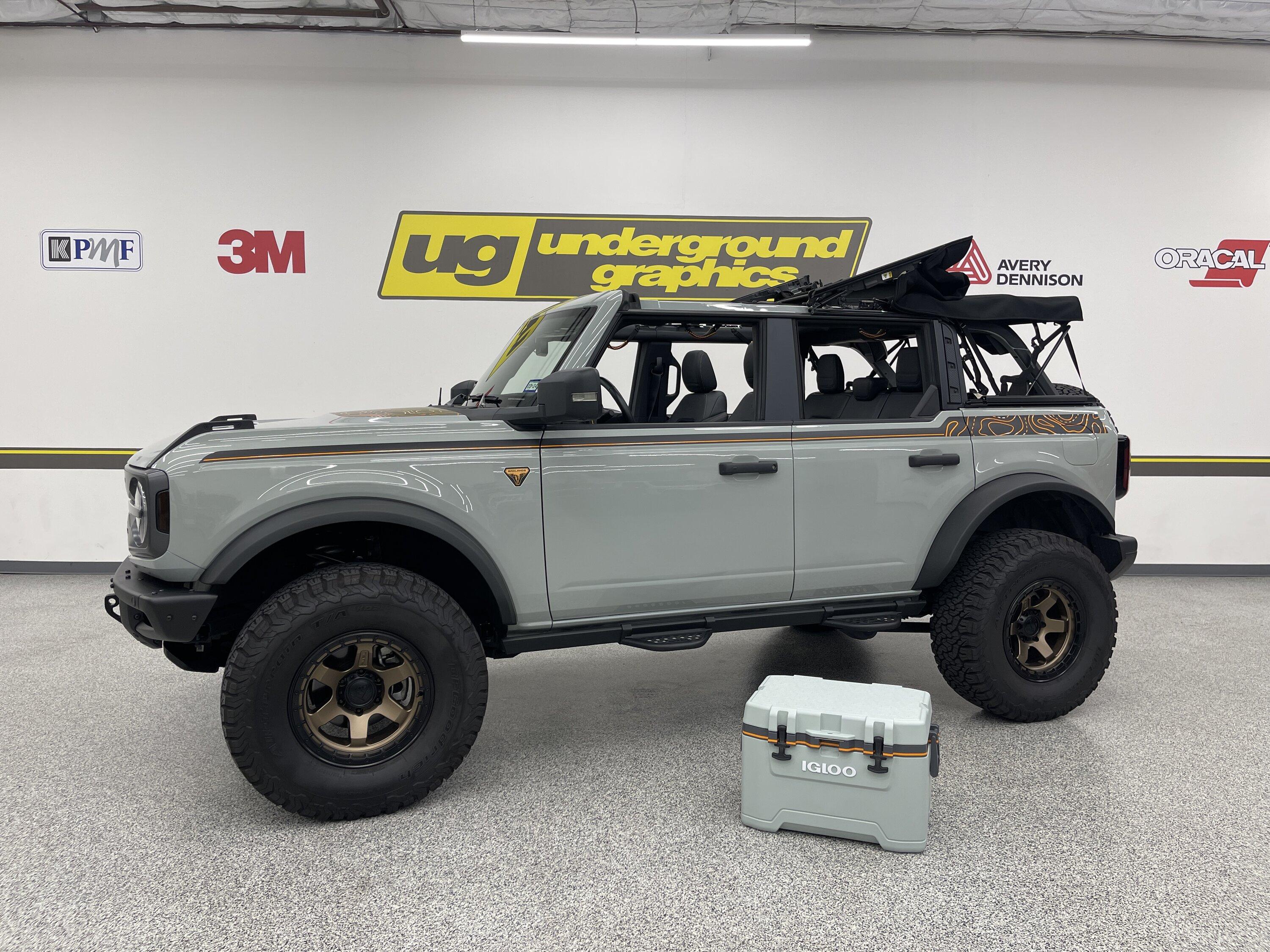 Ford Bronco Igloo Cooler decent match to Cactus Gray IMG_3395