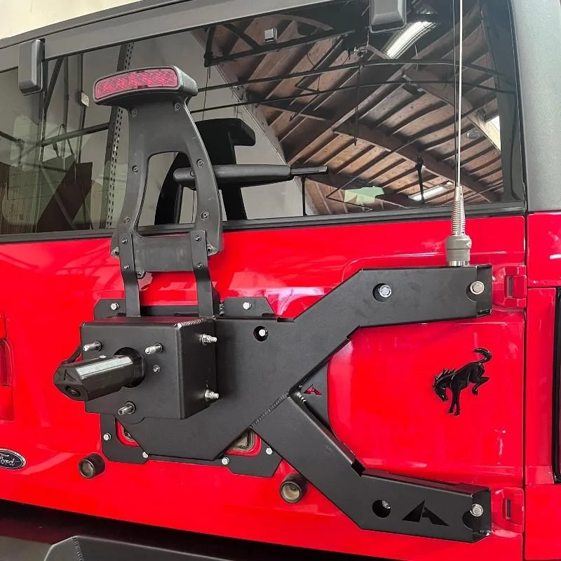 Ford Bronco Raptor Tailgate Hinges installed with Hammerbilt Bracket Aluminess Tailgate Reinforcement