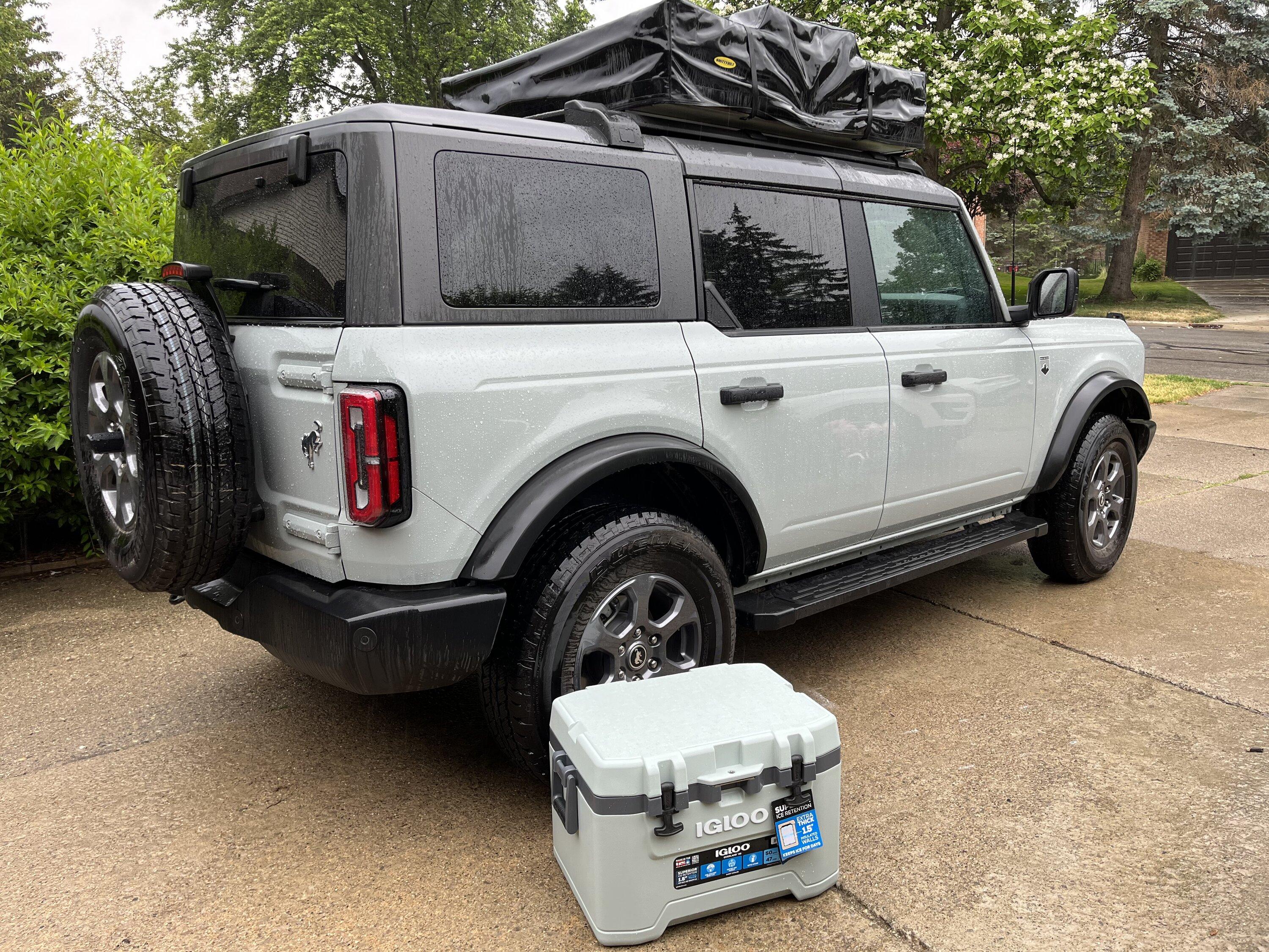 Ford Bronco Igloo Cooler decent match to Cactus Gray IMG_4030