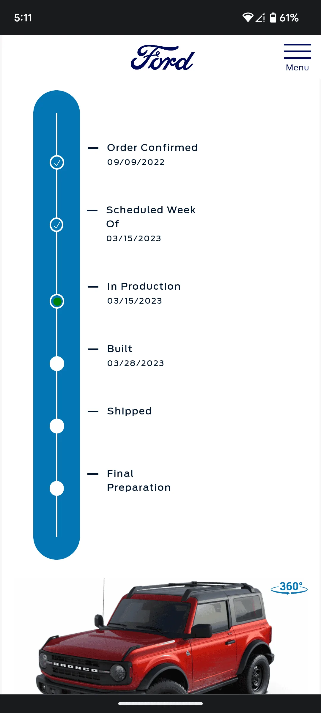 Ford Bronco Just ordered new Bronco. How long this will take? Screenshot_20230616-171114