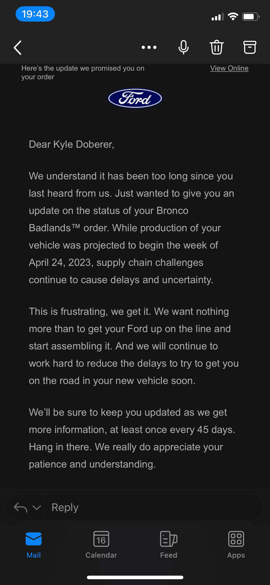 Ford Bronco 4/24/2023 Build Week 1205816E-7A73-44E1-A902-03D34FB479FB