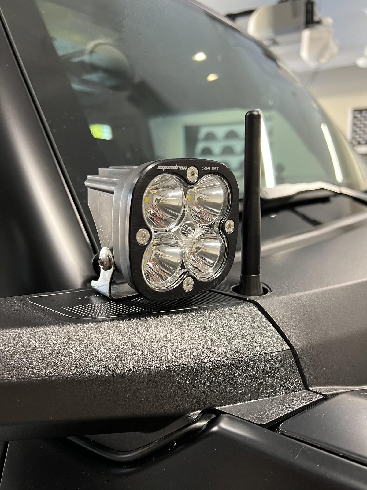 Ford Bronco BROOX's 2DR Shadow Black Squatchy Boy ditch-lights-and-stubby-antenna-installed
