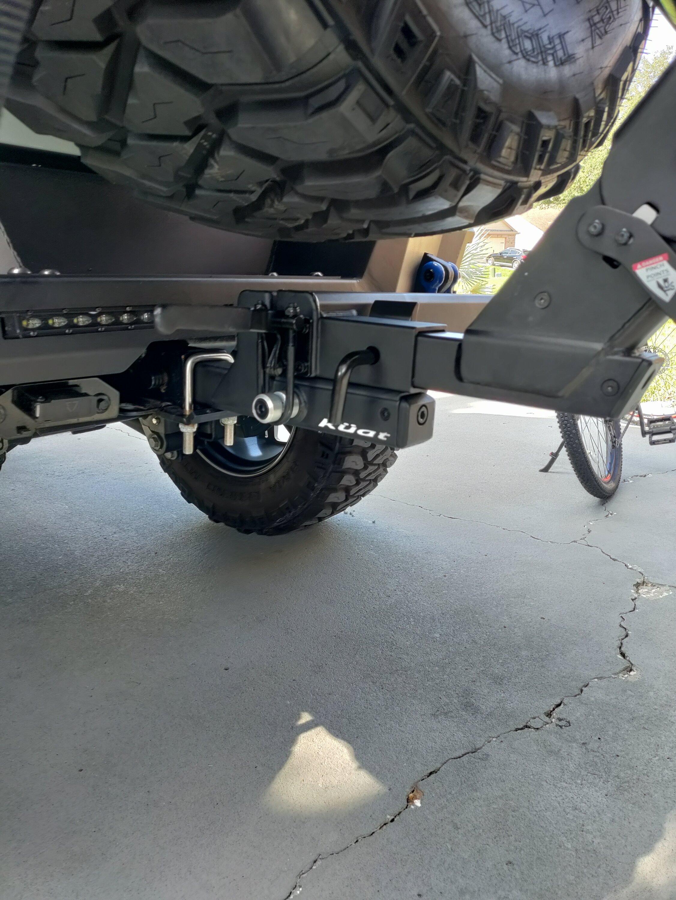 Ford Bronco KUAT 3 bike rack and swing away installed on Bronco IMG_20230627_172618