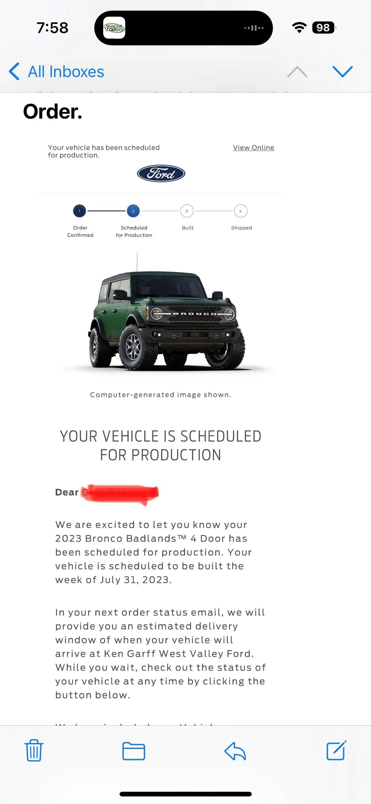 Ford Bronco 📬 6/29/23 Scheduling Emails Now Arriving! Bronco