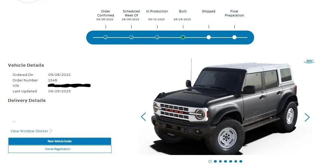 Ford Bronco HERITAGE EDITION Bronco Club Built no VIN