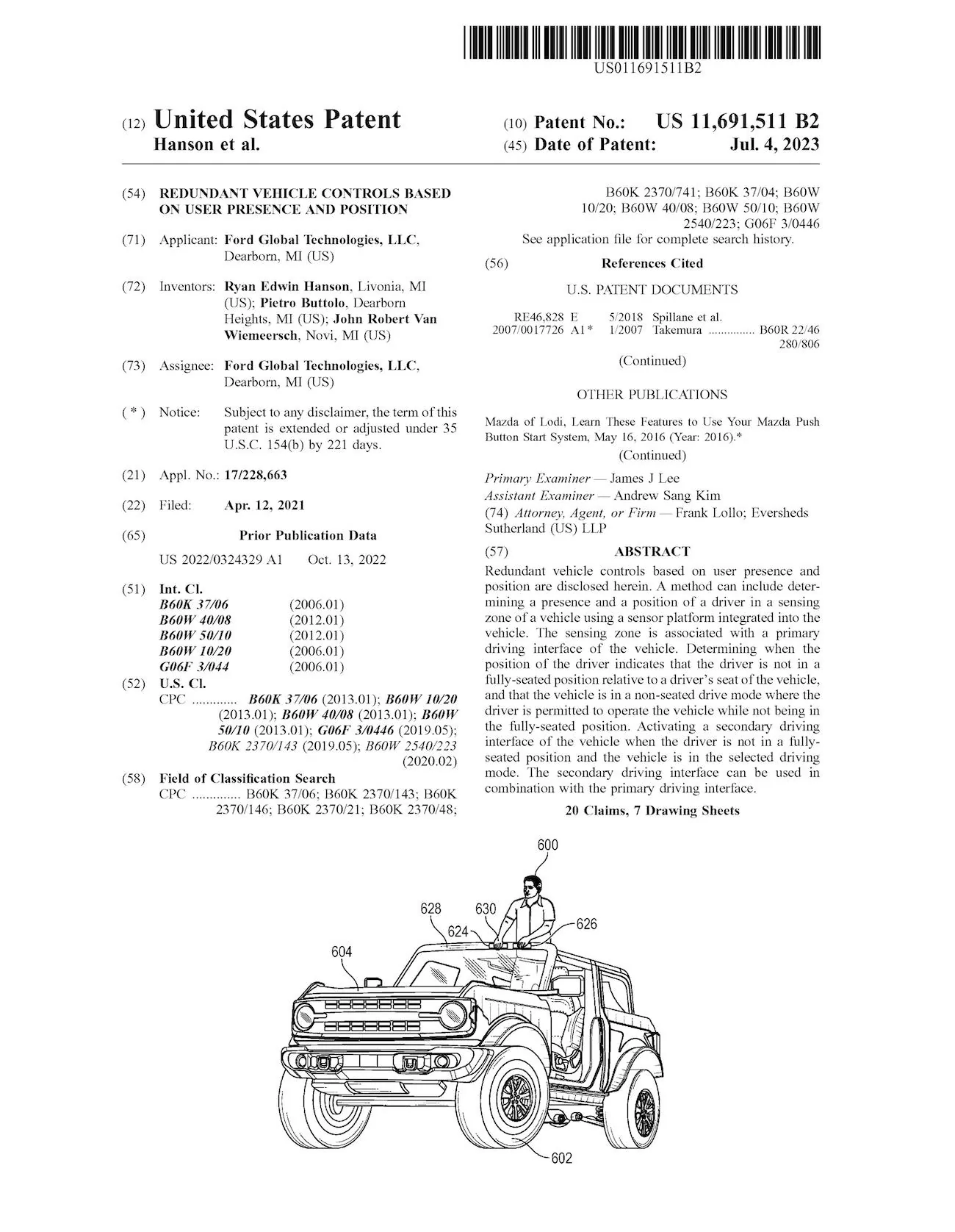 Ford Bronco Ford Patents Offroad Driving While Standing Up in Bronco page 1