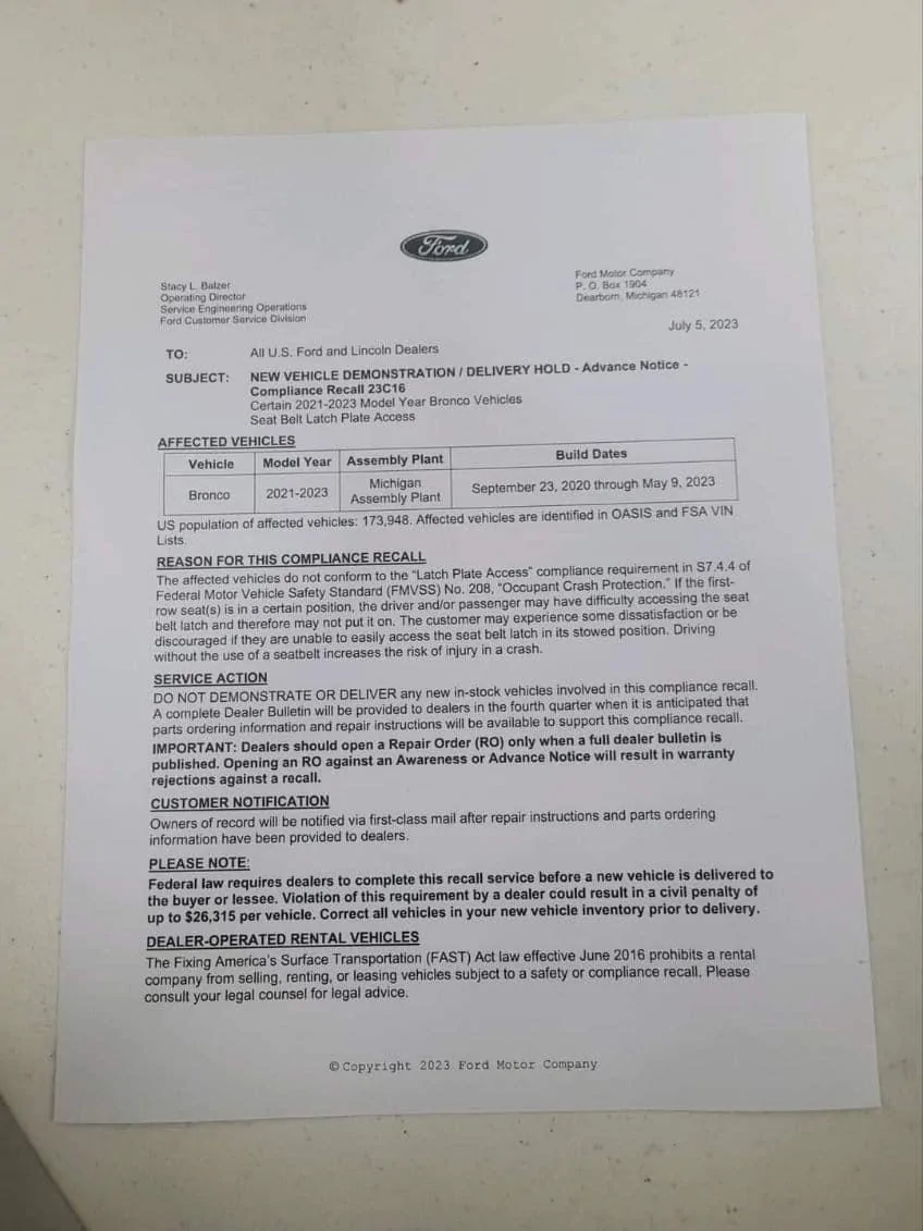 Ford Bronco Bronco Build Week 4/10/2023 BF39B9EA-62E6-45B1-9DDA-1674E18F0428