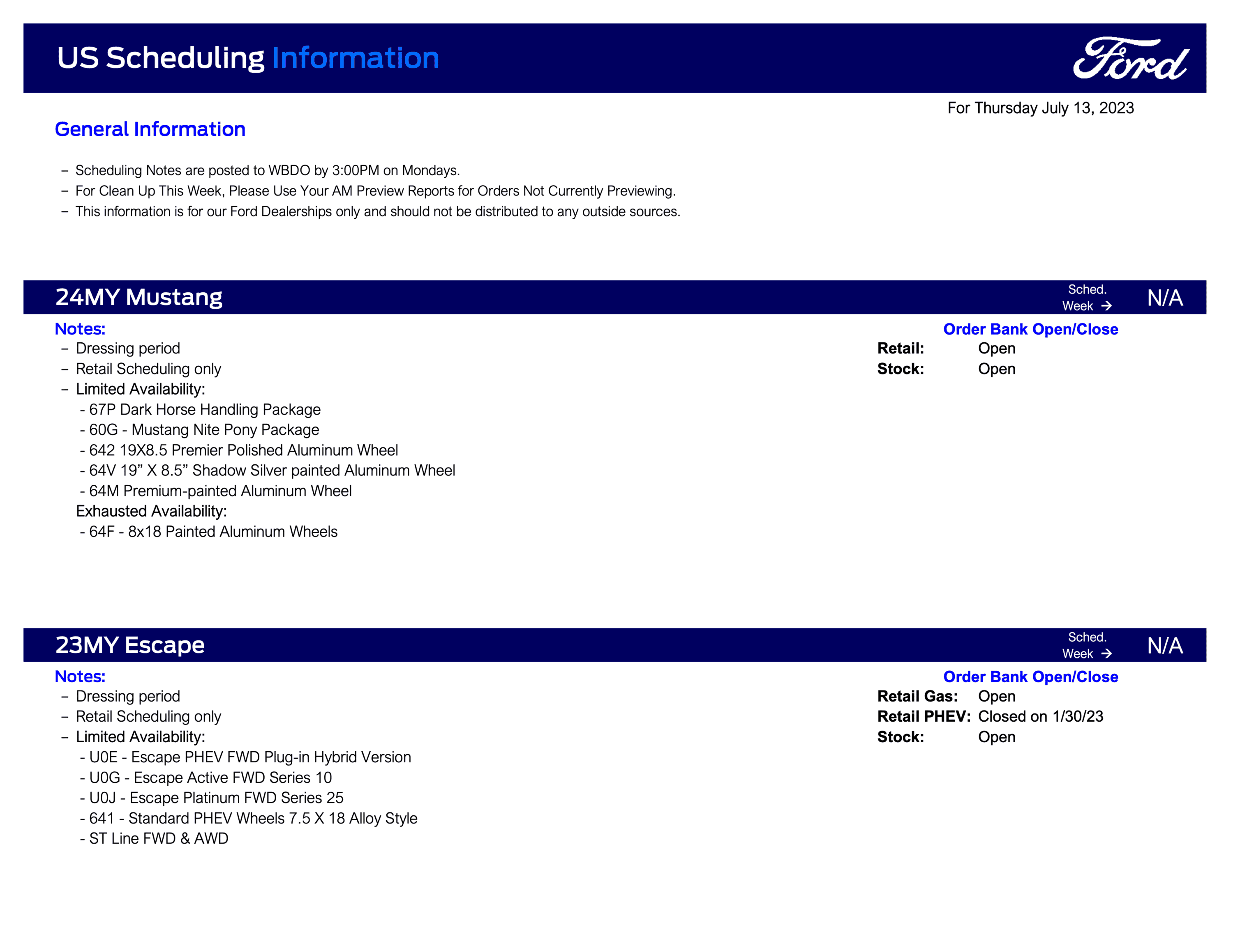 Ford Bronco Bronco Specialty Scheduling Only This Week (7/13/23) Ford Scheduling Information - 7.10.23-1