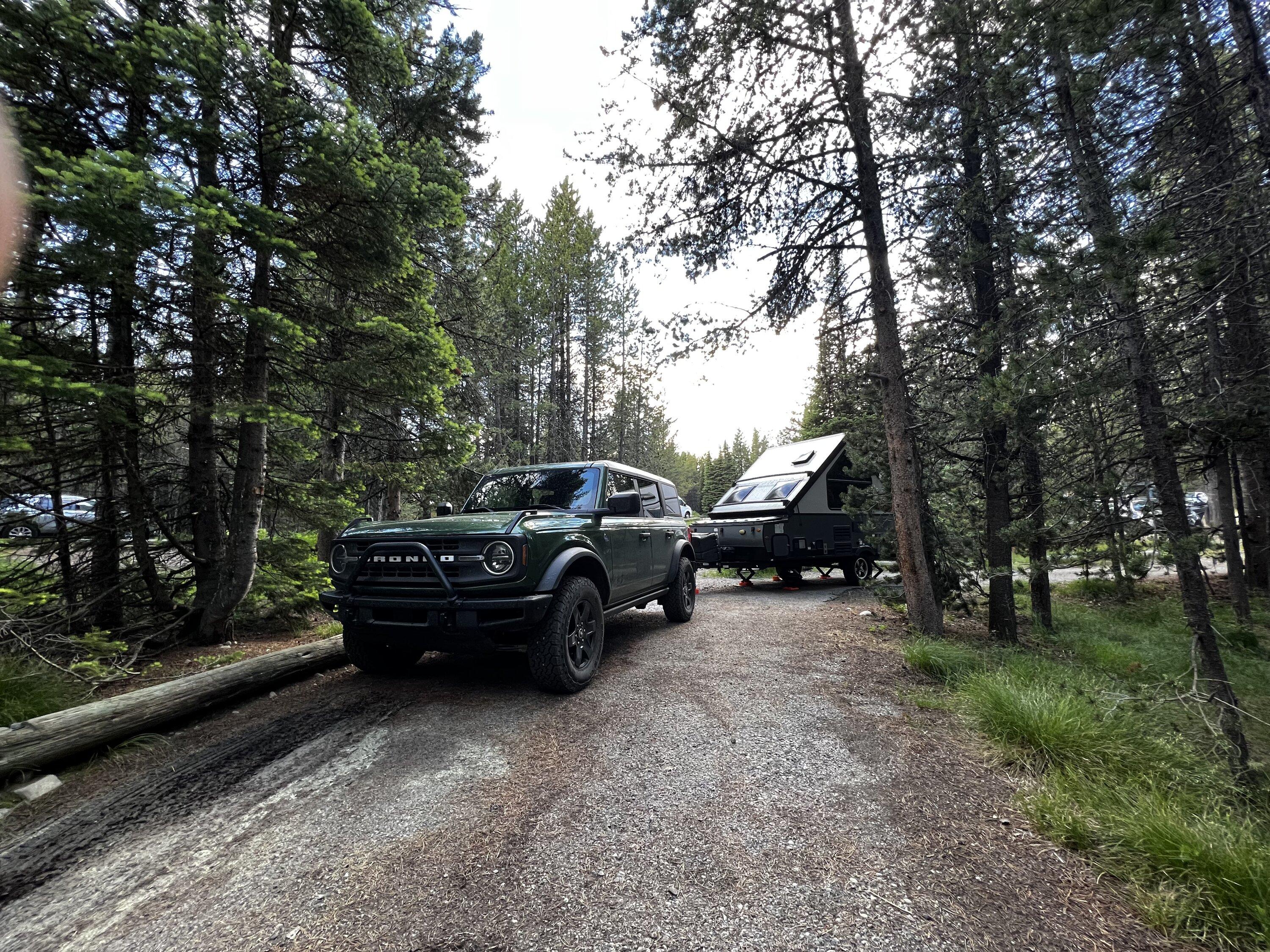Ford Bronco Yellowstone and Grand Teton with a popup camper. IMG_1496