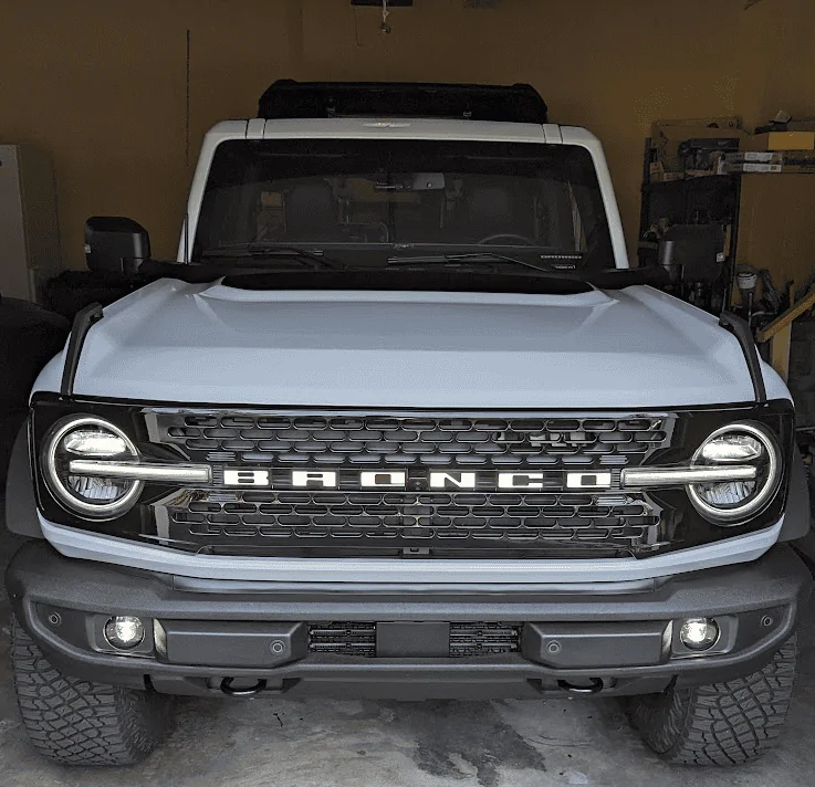 Ford Bronco Grille LED letters and smoked taillight installed 1689939504852