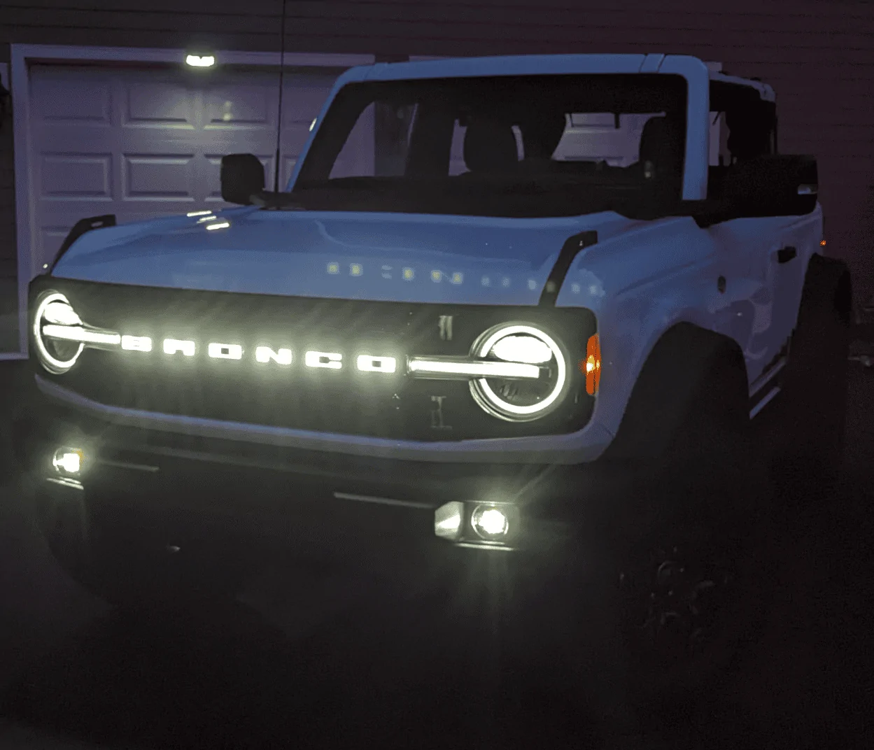 Ford Bronco Grille LED letters and smoked taillight installed 1689990567149
