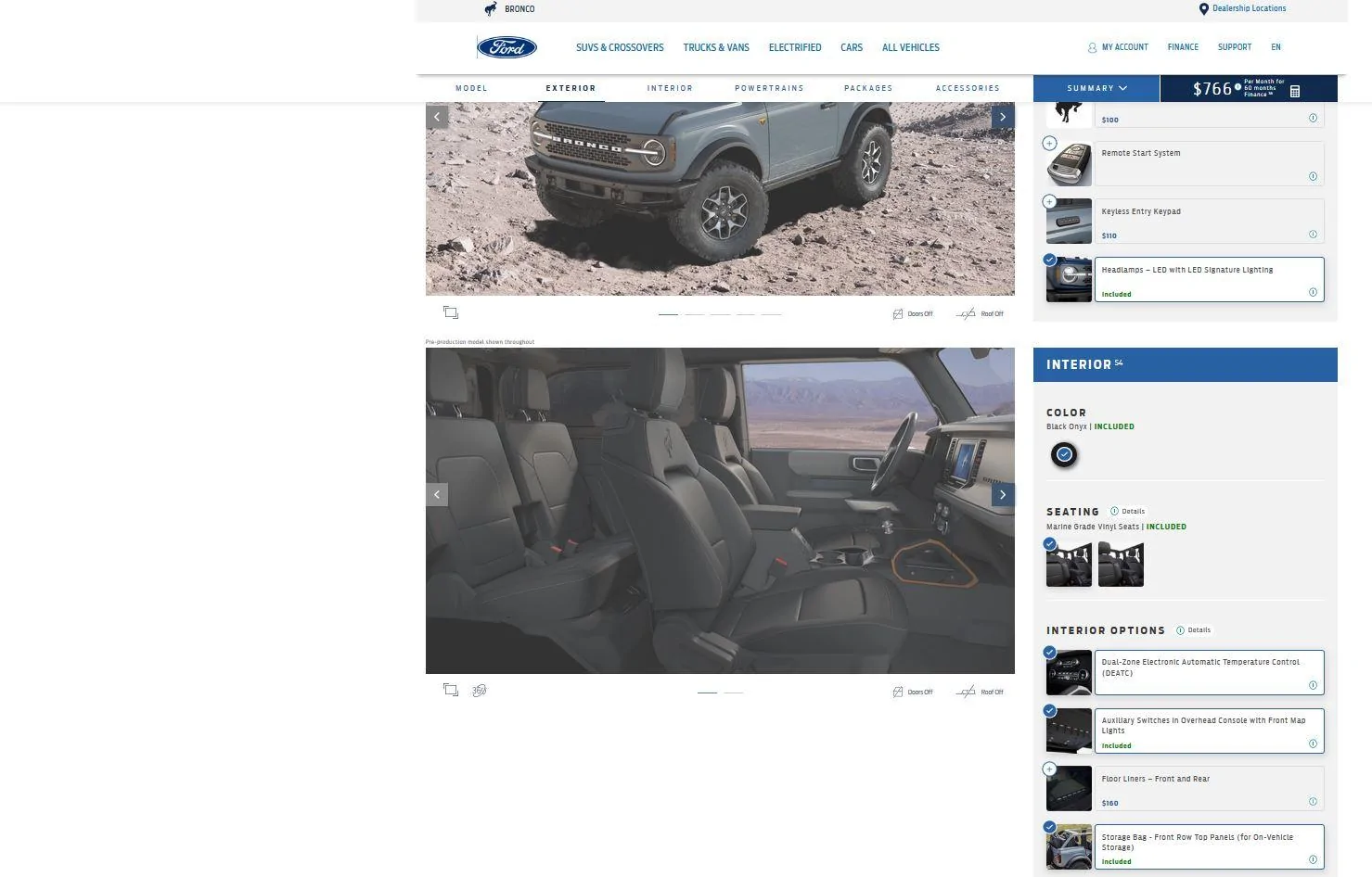 Ford Bronco No manual with mid-package bdl
