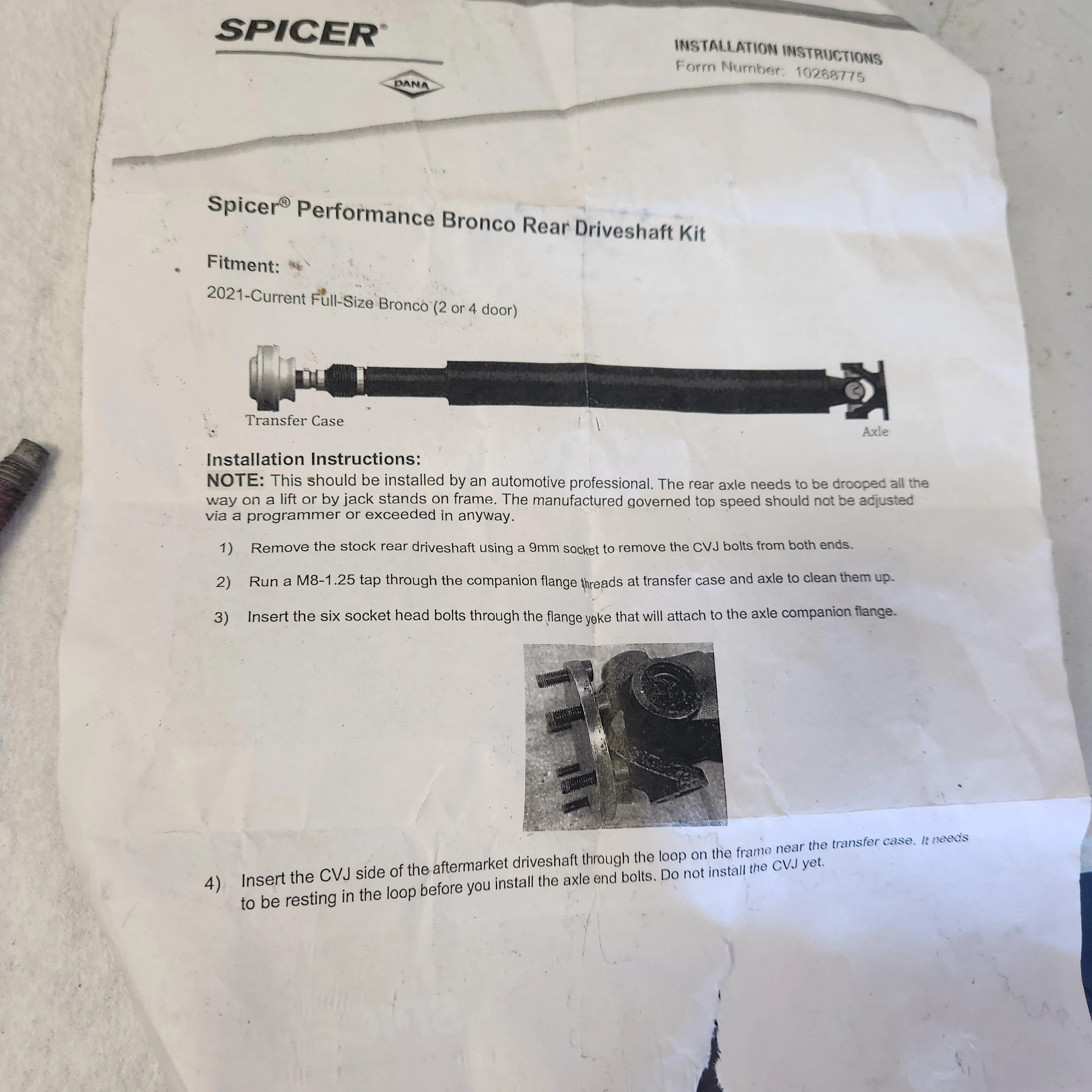 Ford Bronco Spicer Performance Rear Driveshaft installed on my Bronco 20230722_122408