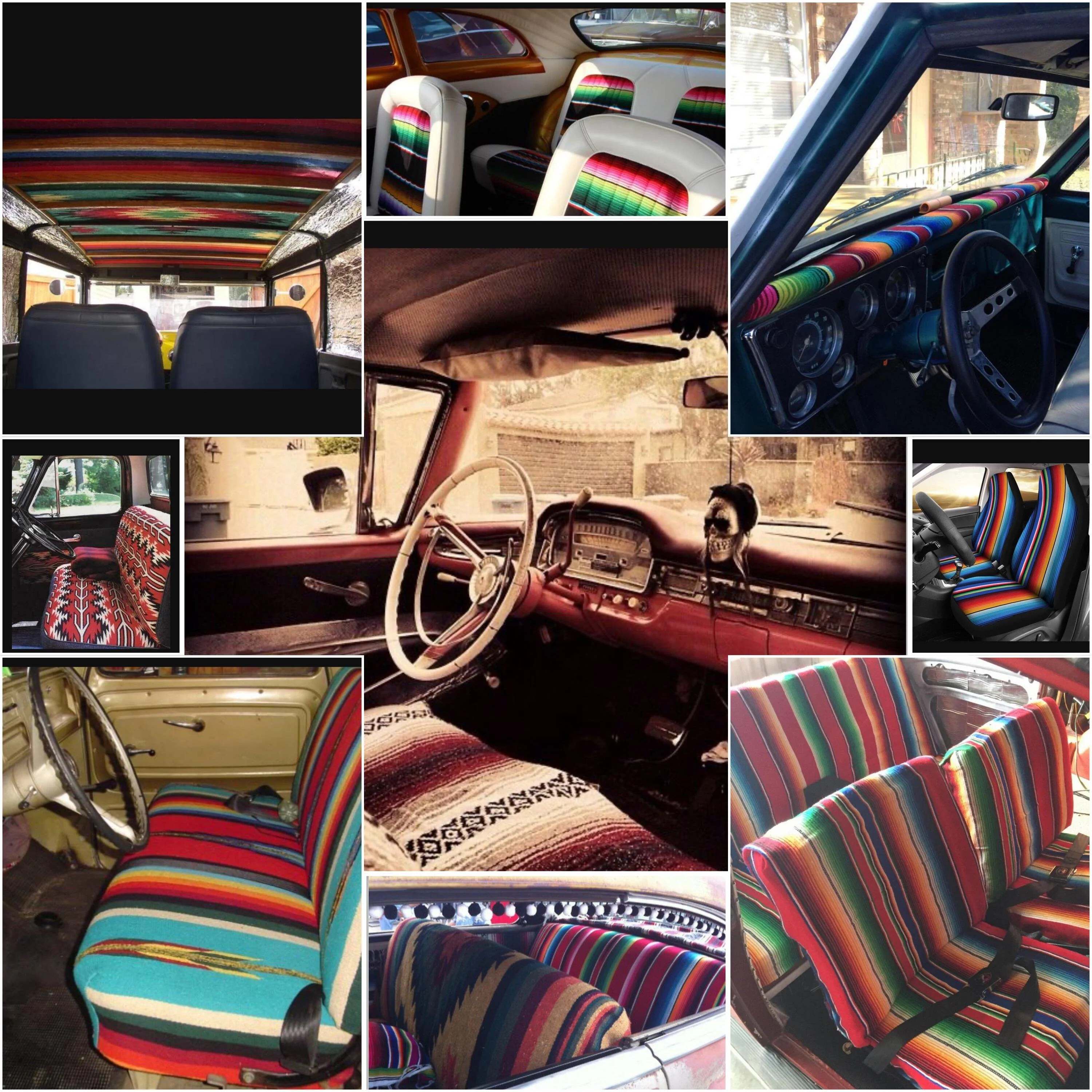 Ford Bronco Mexican blanket interior / dash IMG_7561