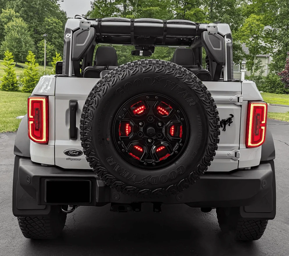 Ford Bronco Grille LED letters and smoked taillight installed 1690197809171