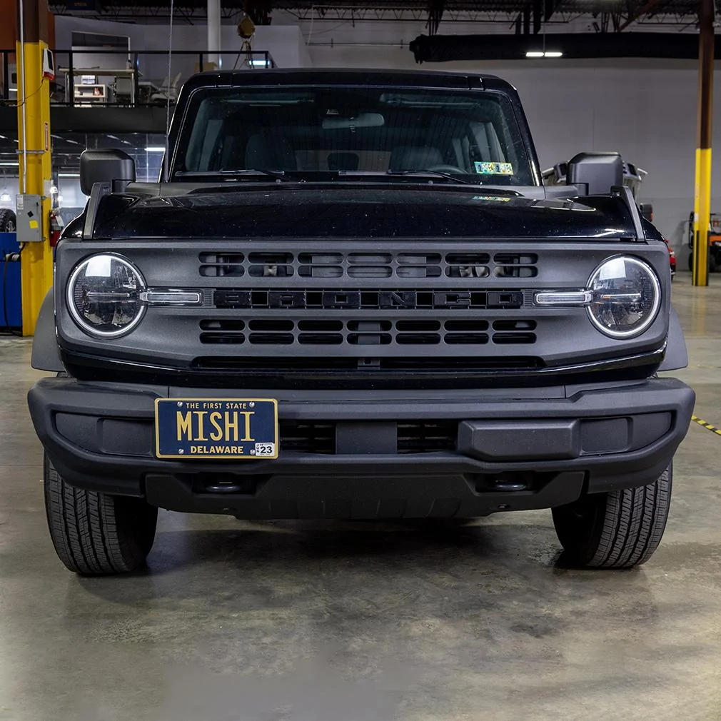 Ford Bronco Mishimoto Front License Plate Relocation Kits MMLP-BR-21S_Installed_1