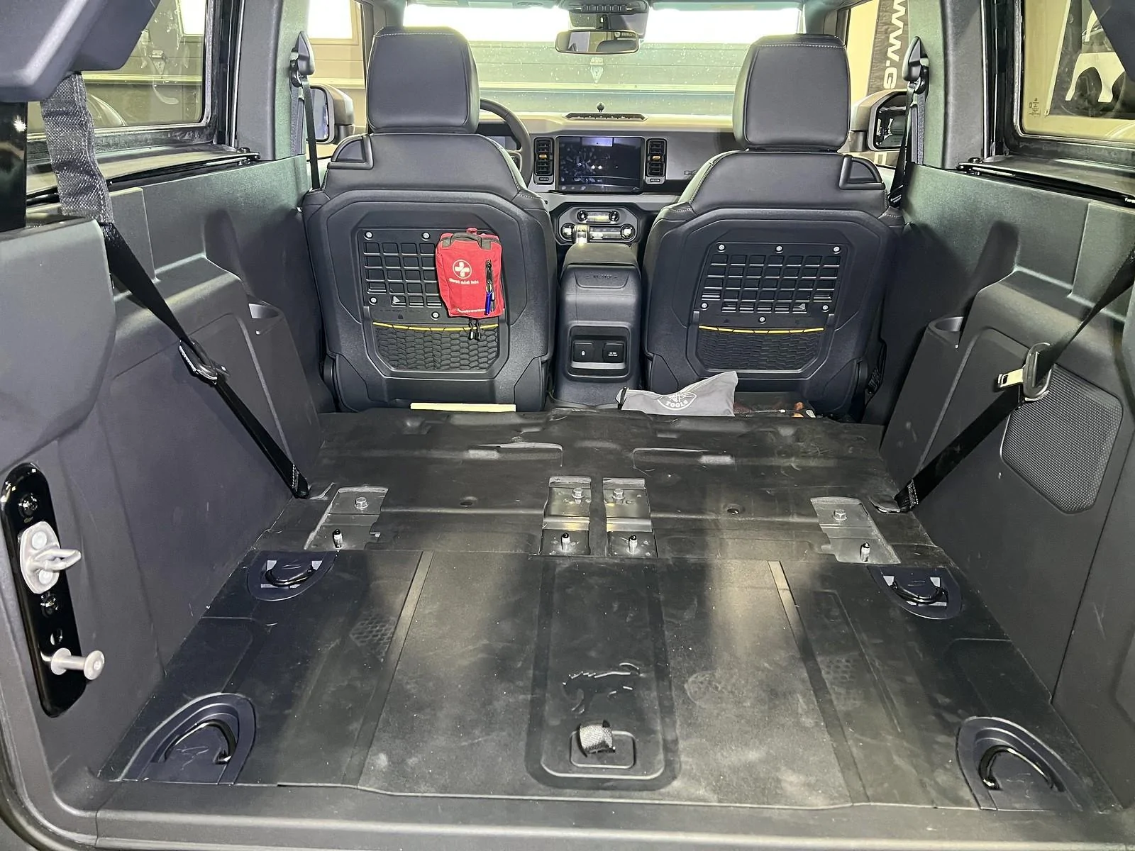 Ford Bronco Broox's DIY 2-Door Seat Delete + Raptor Lined Cargo Platform seats-out-next-remove-the-seatbelts-and-build-a