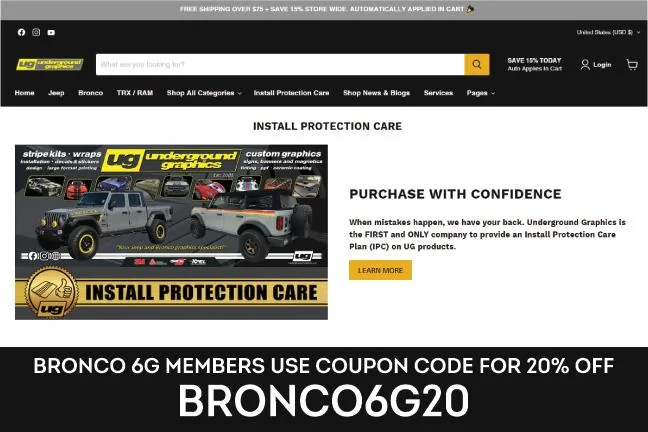 Ford Bronco Underground Graphics: Updated Site, IPC and NEW COUPON CODE! Bronco6G Coupon Cod