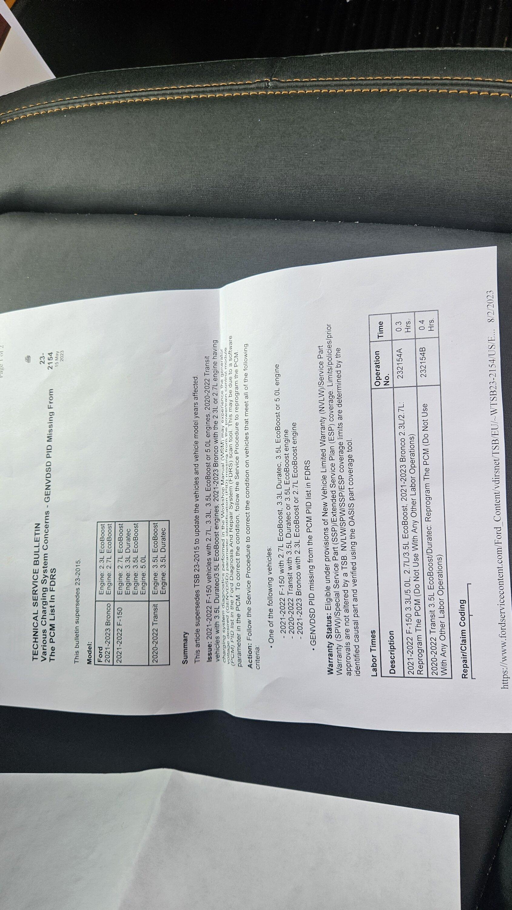 Ford Bronco Charging system service soon 20230804_123130
