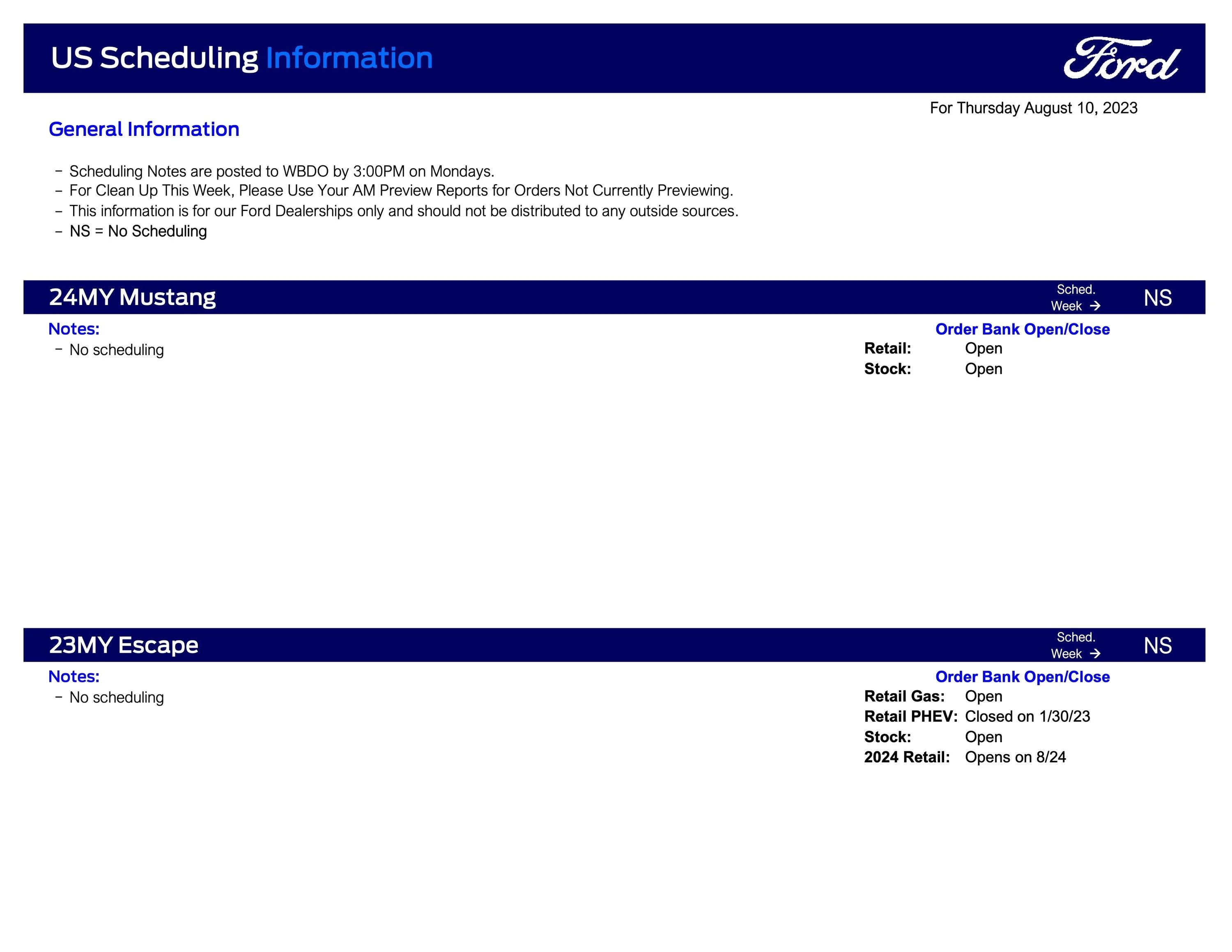 Ford Bronco Bronco Scheduling This Week (8/10/23) for Production Week 9/11 Ford Scheduling Notes 8.7.23-1