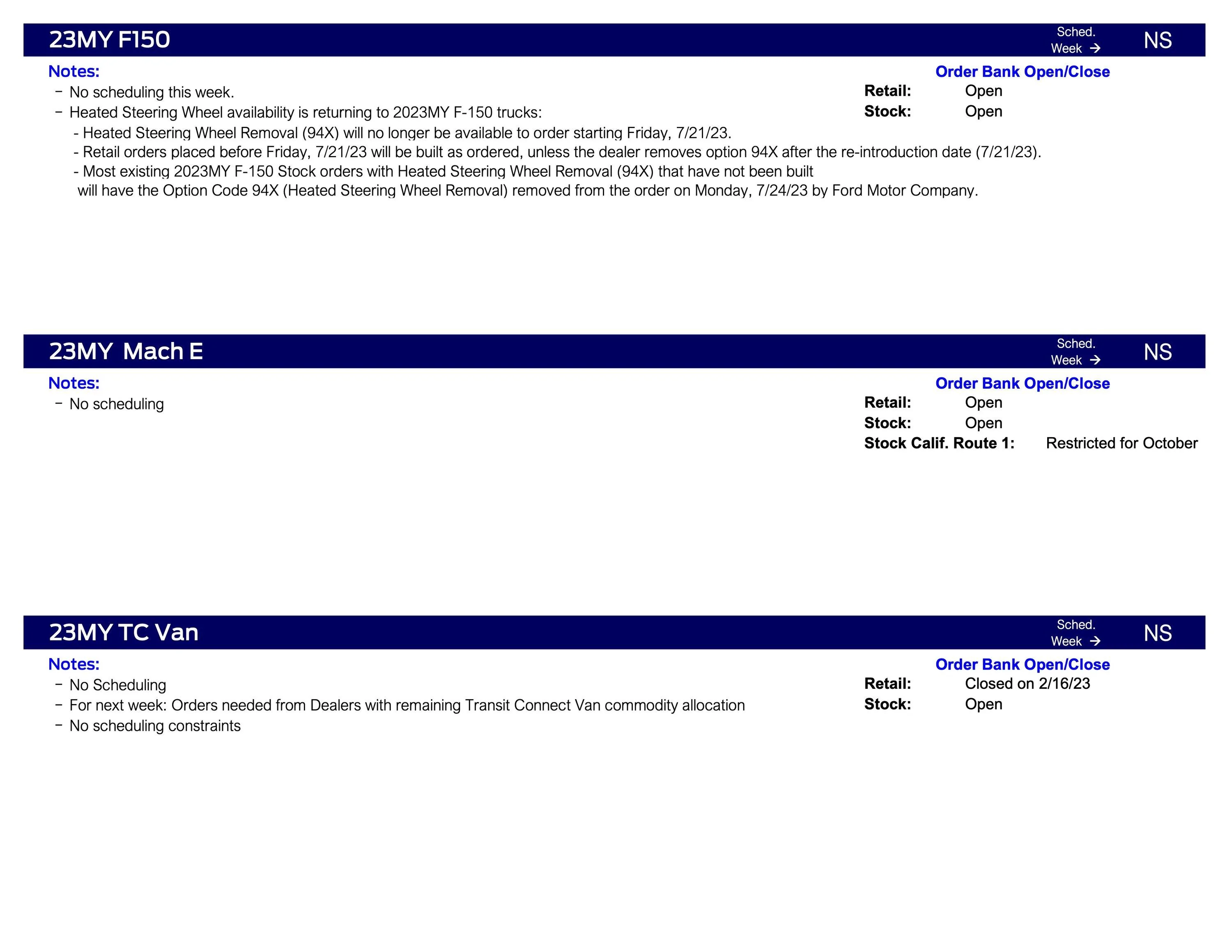 Ford Bronco Bronco Scheduling This Week (8/10/23) for Production Week 9/11 Ford Scheduling Notes 8.7.23-5