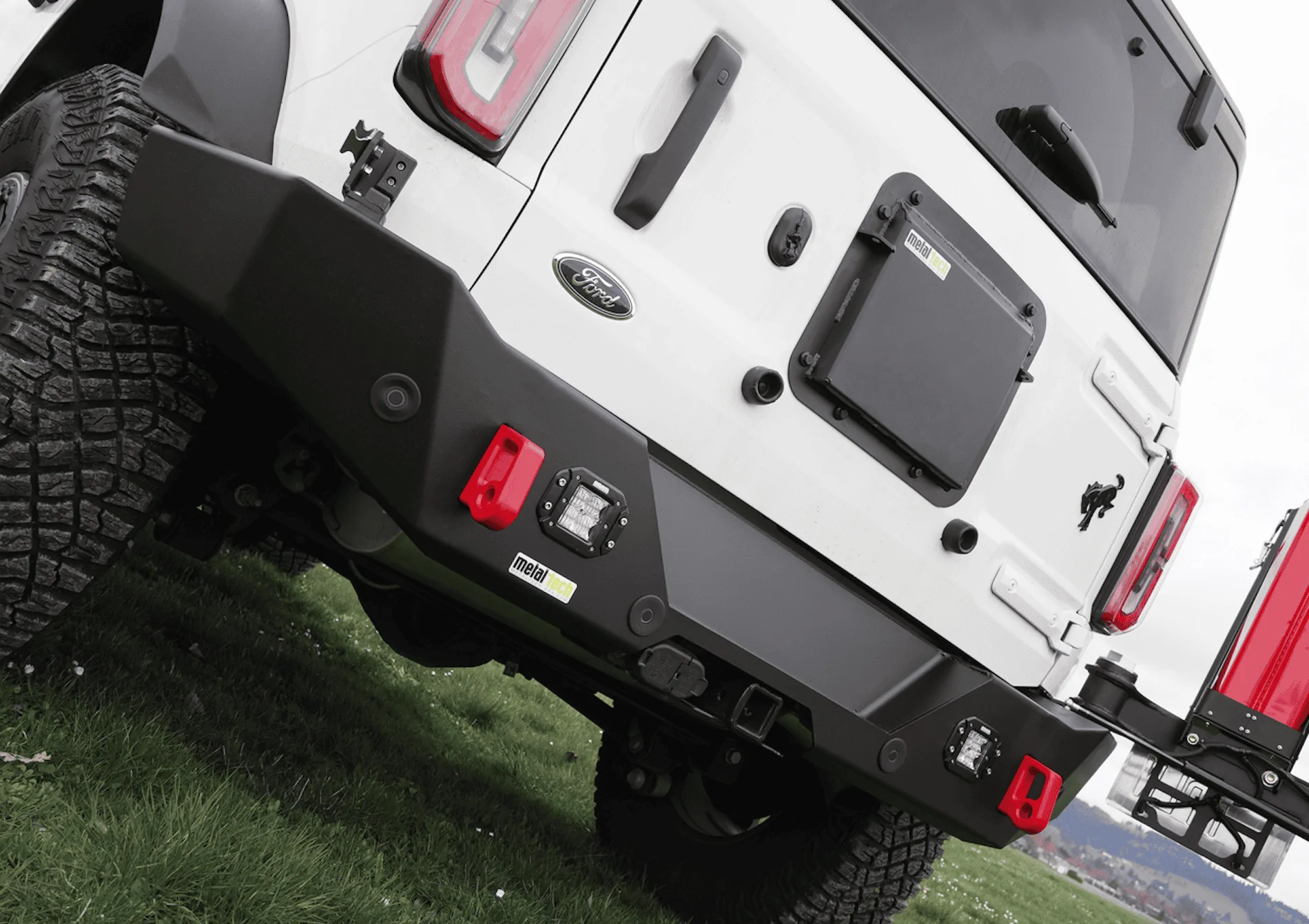 Ford Bronco Rear swing-out bumpers are now taking orders!  $500 off promo.   Get that tire off your back door and carry 11gal more fuel! 8__24589