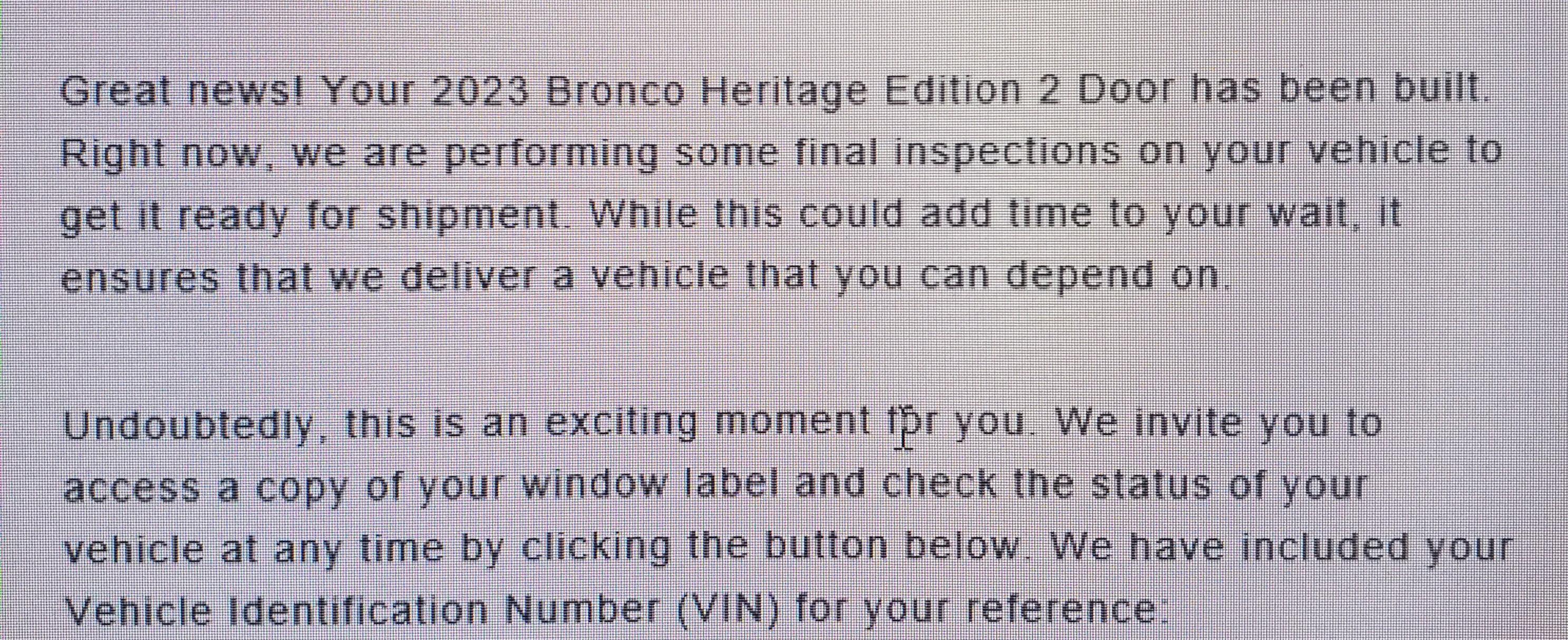 Ford Bronco HERITAGE EDITION Bronco Club Copy