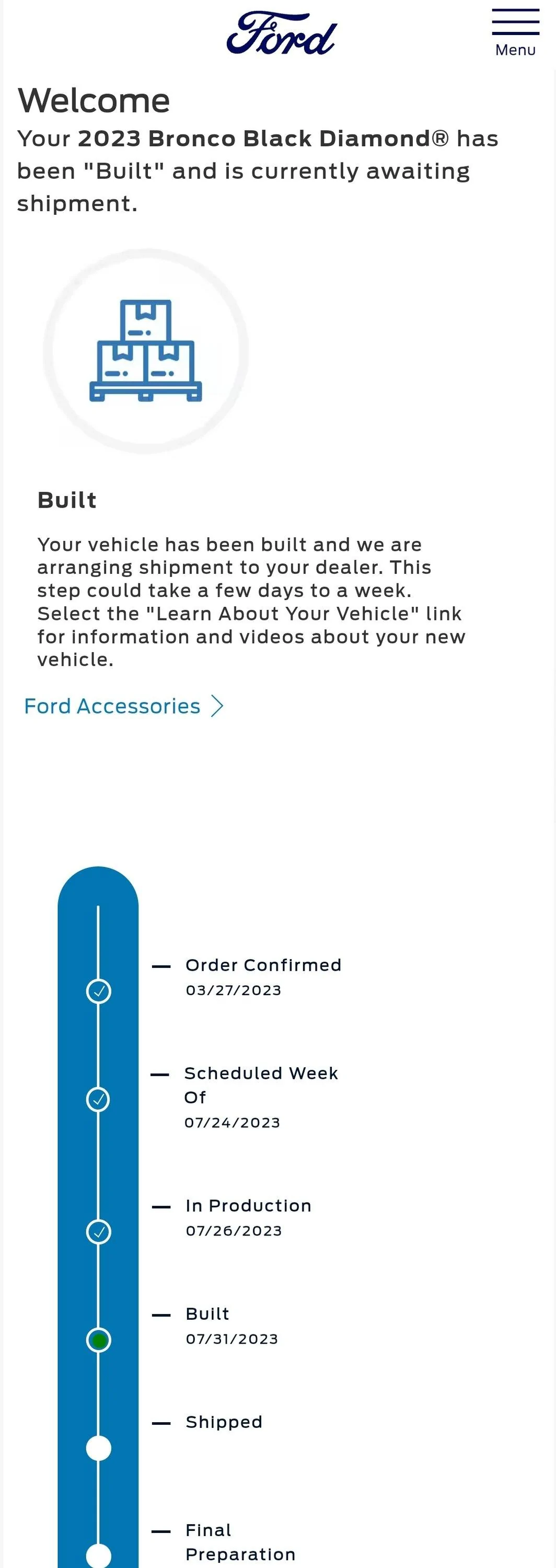Ford Bronco 7/24/23 Build Week Screenshot_20230811_132624_Chrome Beta