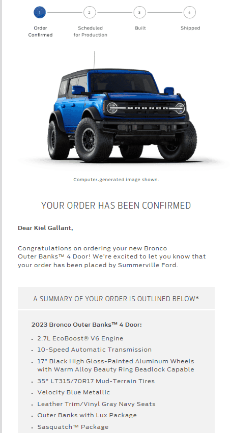 Ford Bronco Bronco build week 8/7/2023 1691806324848