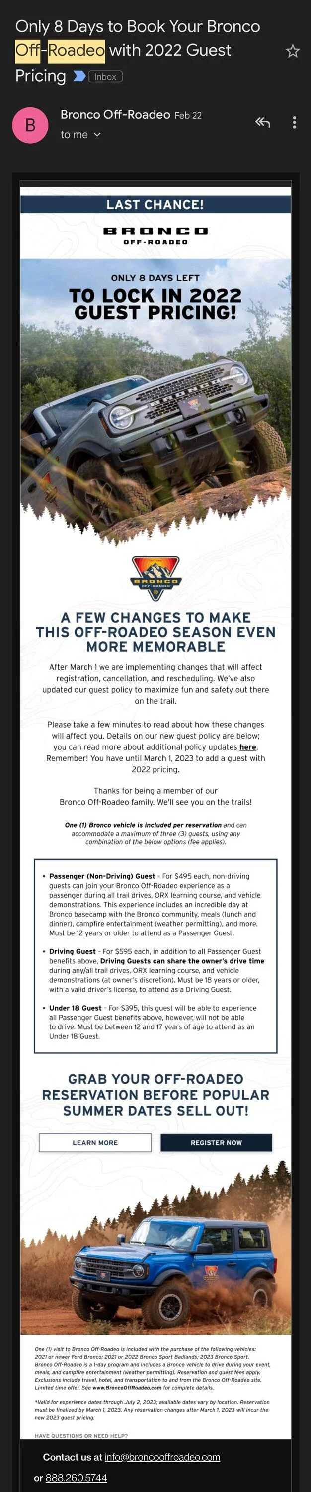 Ford Bronco Bronco off rodeo includes free hotel? Screenshot_20230814-155319