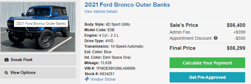 Ford Bronco What sort of prices are people seeing for their used Broncos? 1692048635393