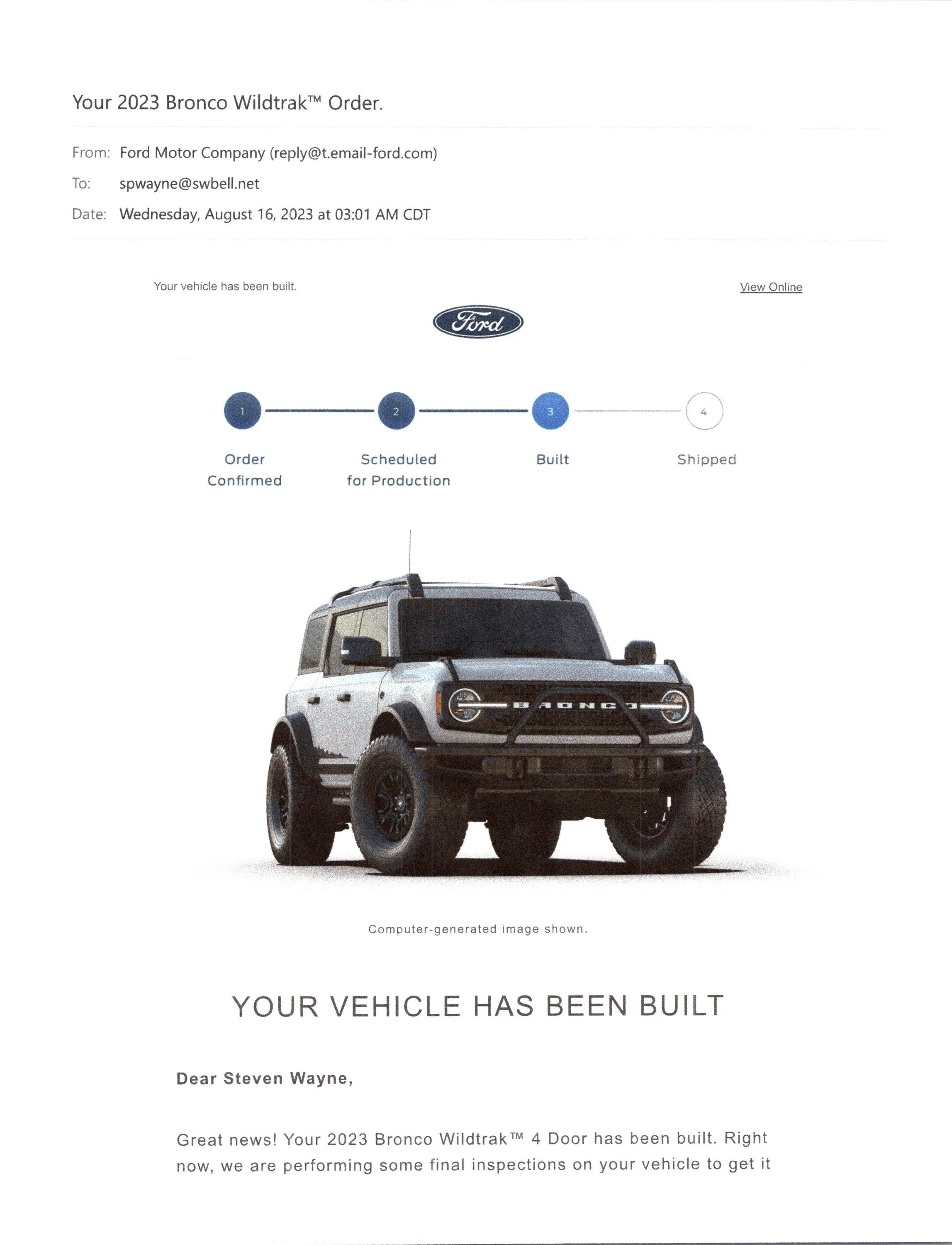 Ford Bronco AG81 Badlands Build img20230816_06594387
