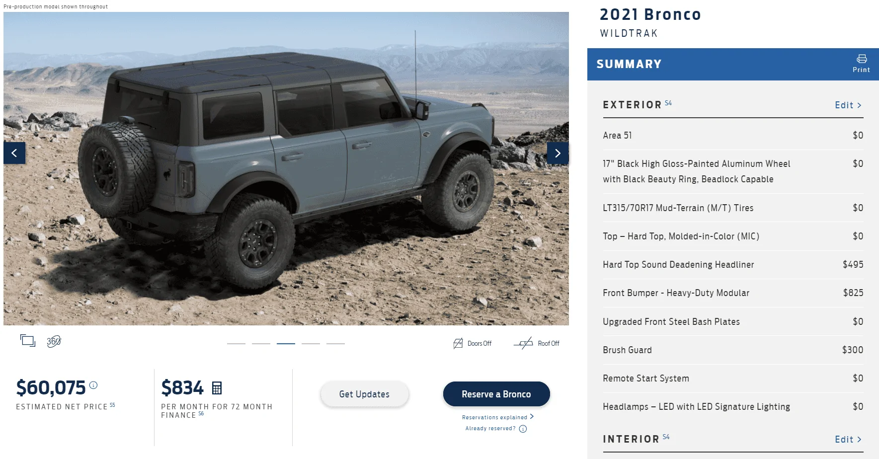Ford Bronco Wildtrak Spec'd the Same as First Edition is $3k cheaper 1603812252400