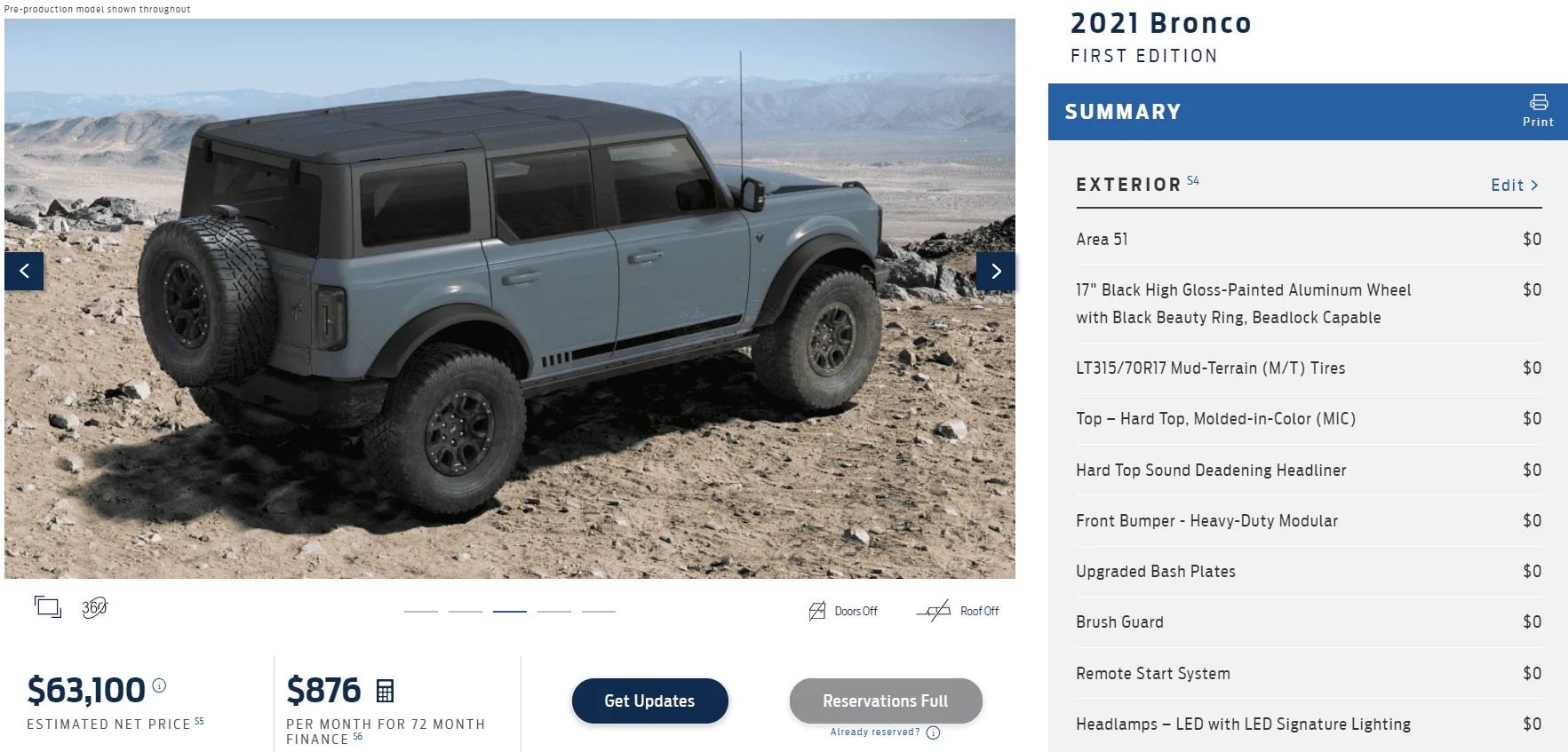 Ford Bronco Wildtrak Spec'd the Same as First Edition is $3k cheaper 1603812281305