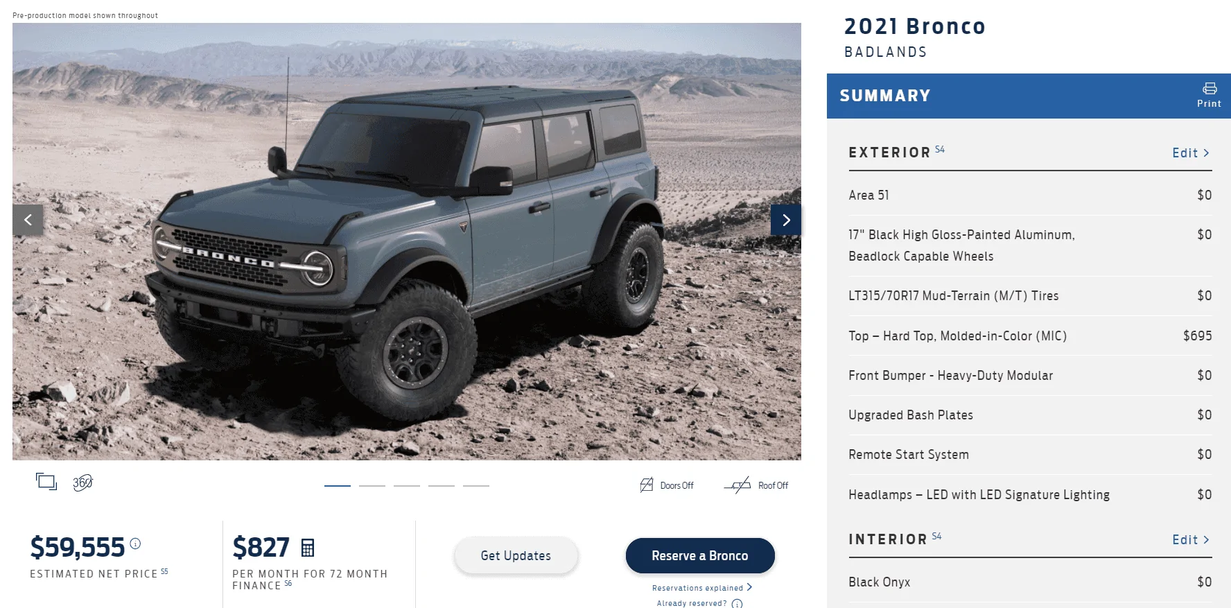 Ford Bronco Wildtrak Spec'd the Same as First Edition is $3k cheaper 1603812988879