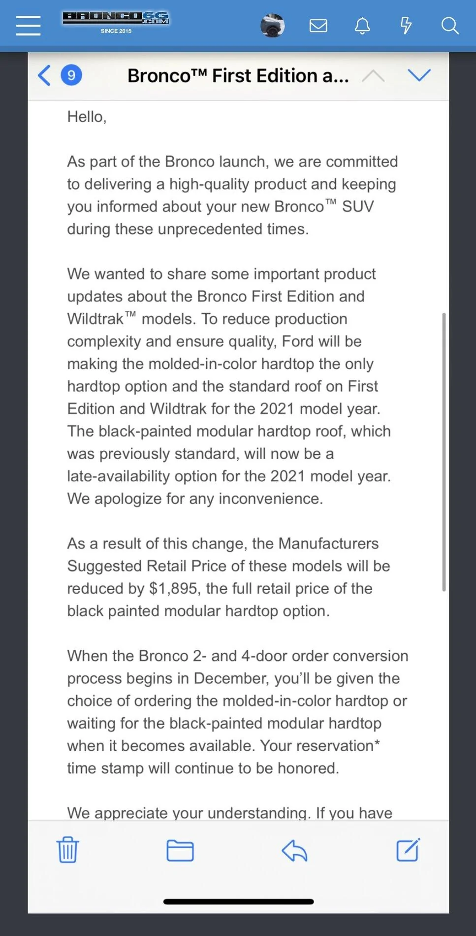 Ford Bronco Anyone Delaying Their Order? Screenshot_20201027-145452_Edg