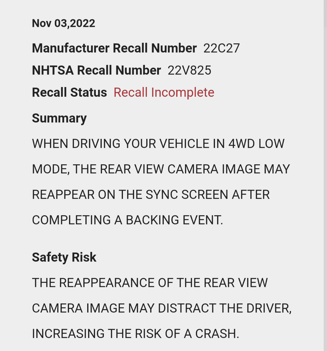 Ford Bronco 4L reverse camera issue on 8 inch screen.. Ford what is update 1000002586
