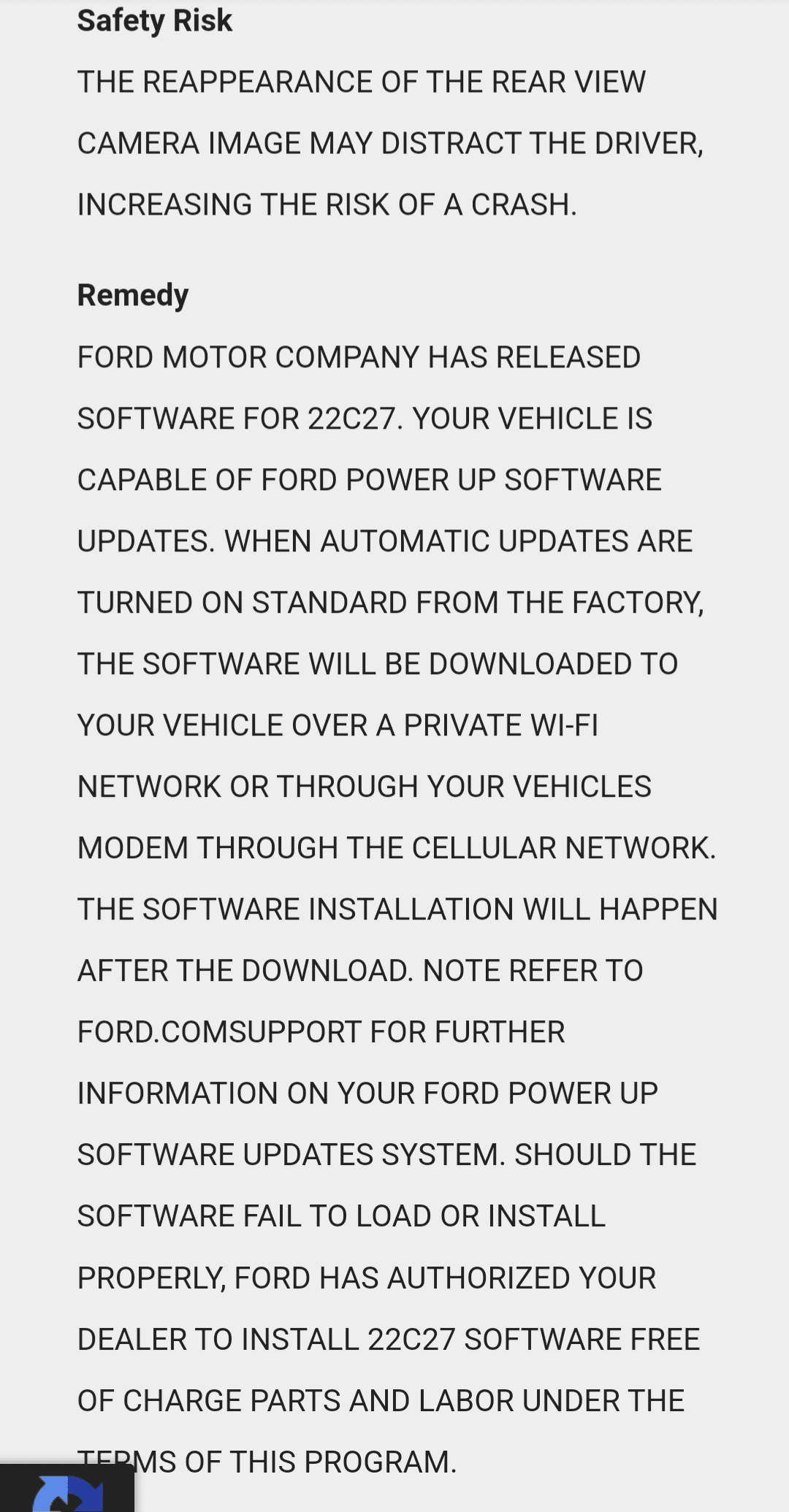 Ford Bronco 4L reverse camera issue on 8 inch screen.. Ford what is update 1000002585