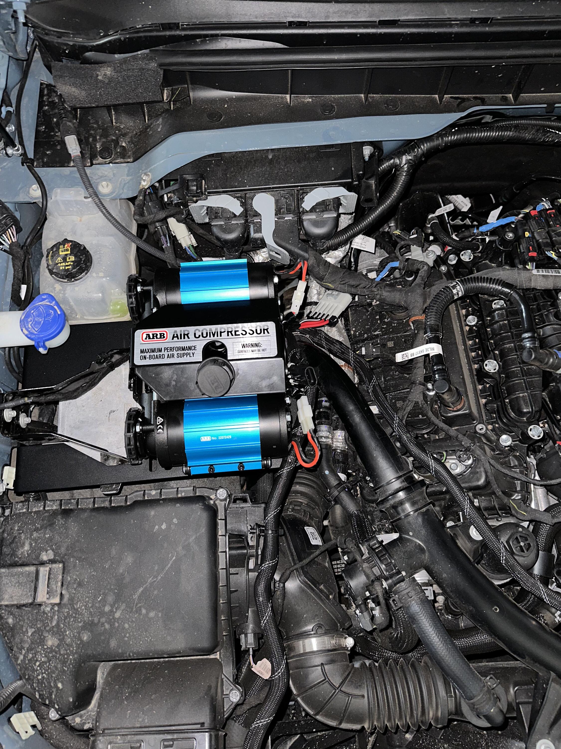 Ford Bronco KR Off-Road Air Compressor Engine Bay Kit installed IMG_1076