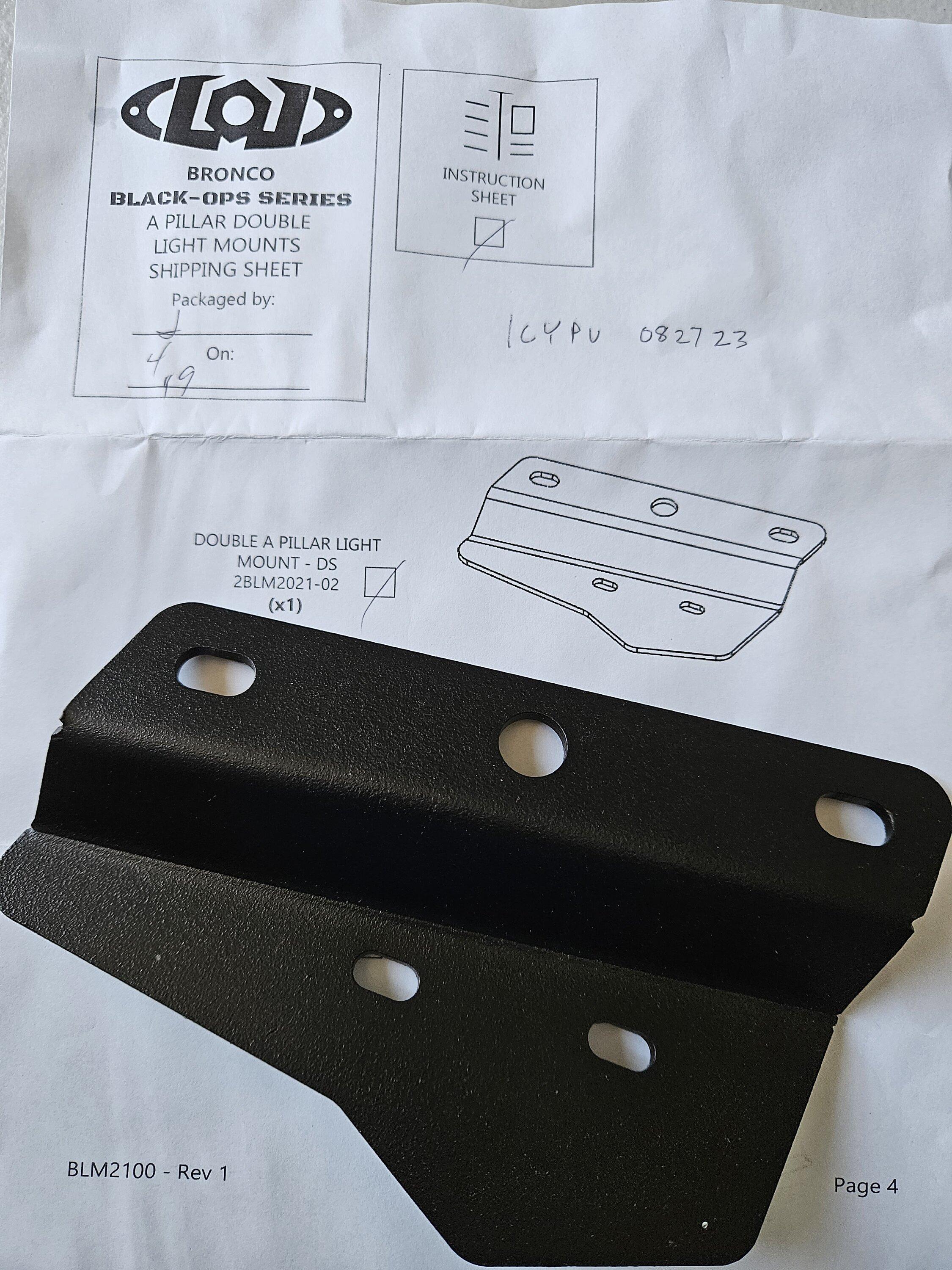 Ford Bronco Double steel ditch light bracket 20230827_083744