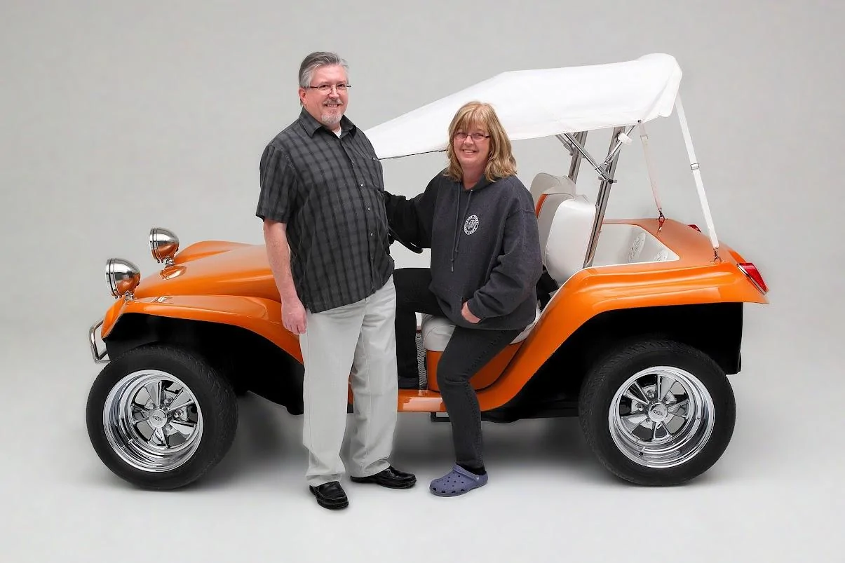 Ford Bronco First Generation Look - Chrome Bumpers Jon and Mary and Orange Buggy