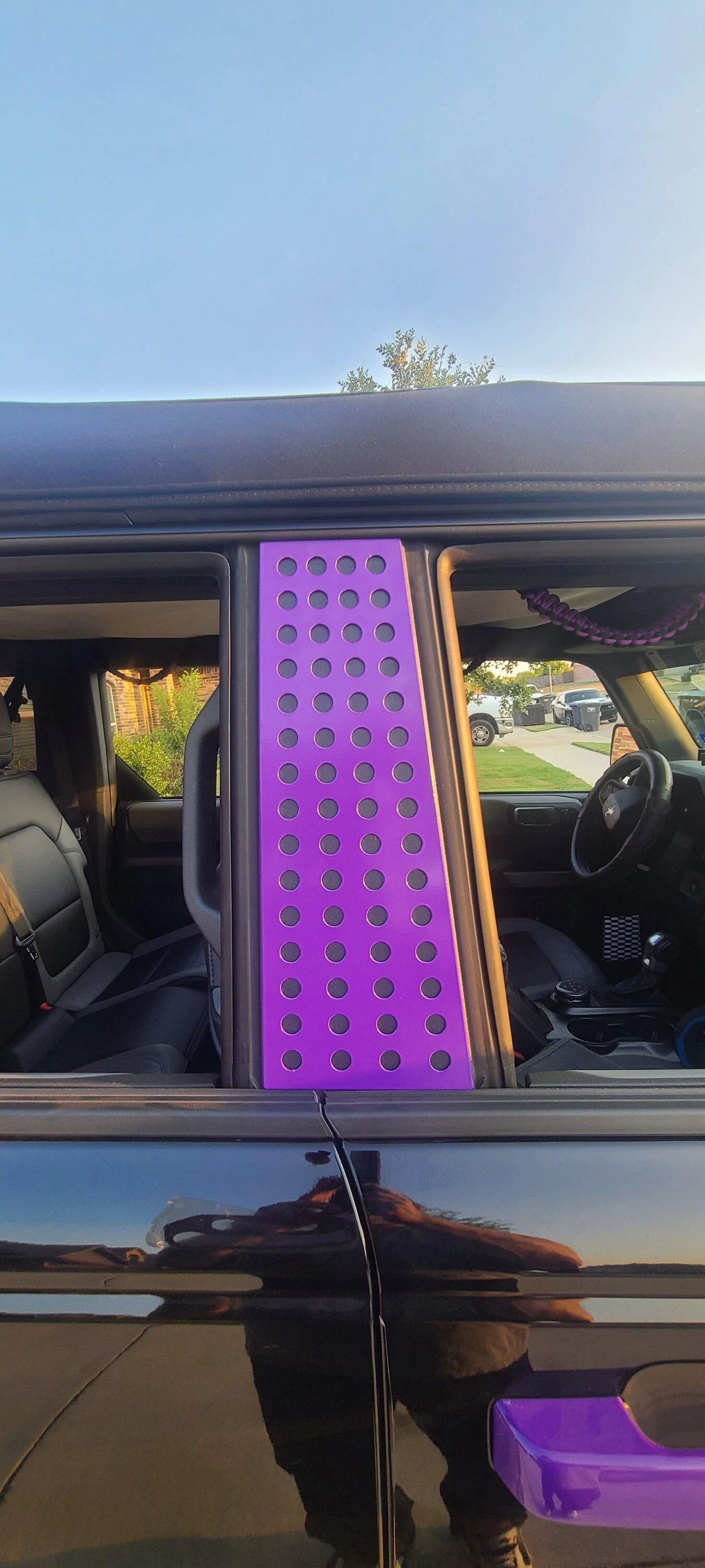 Ford Bronco Pillar Covers in Sinbad Purple installed 20230901_192047