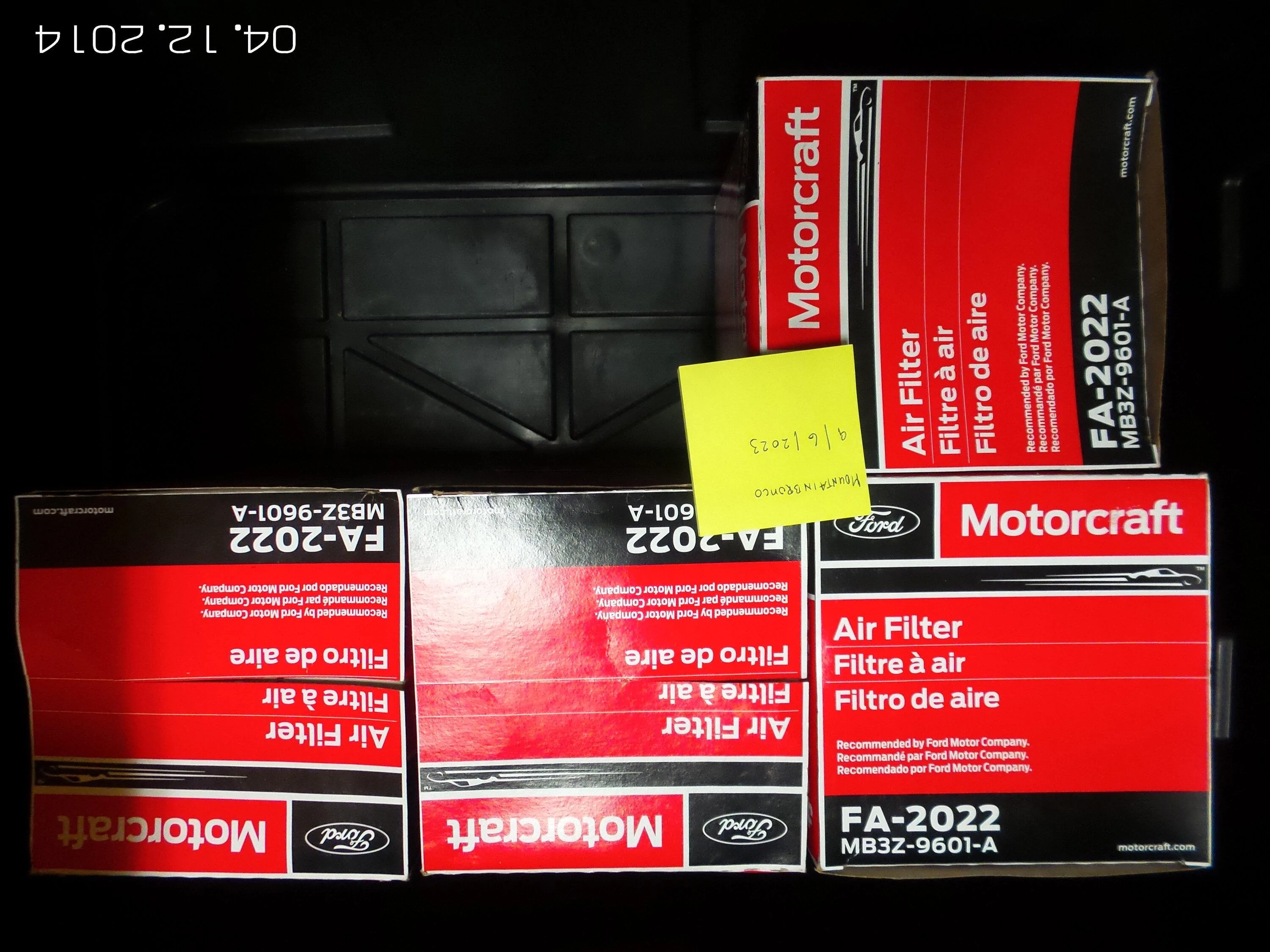 Ford Bronco 4 OEM Engine Air Filters 2.7 Liter 20140412_204109