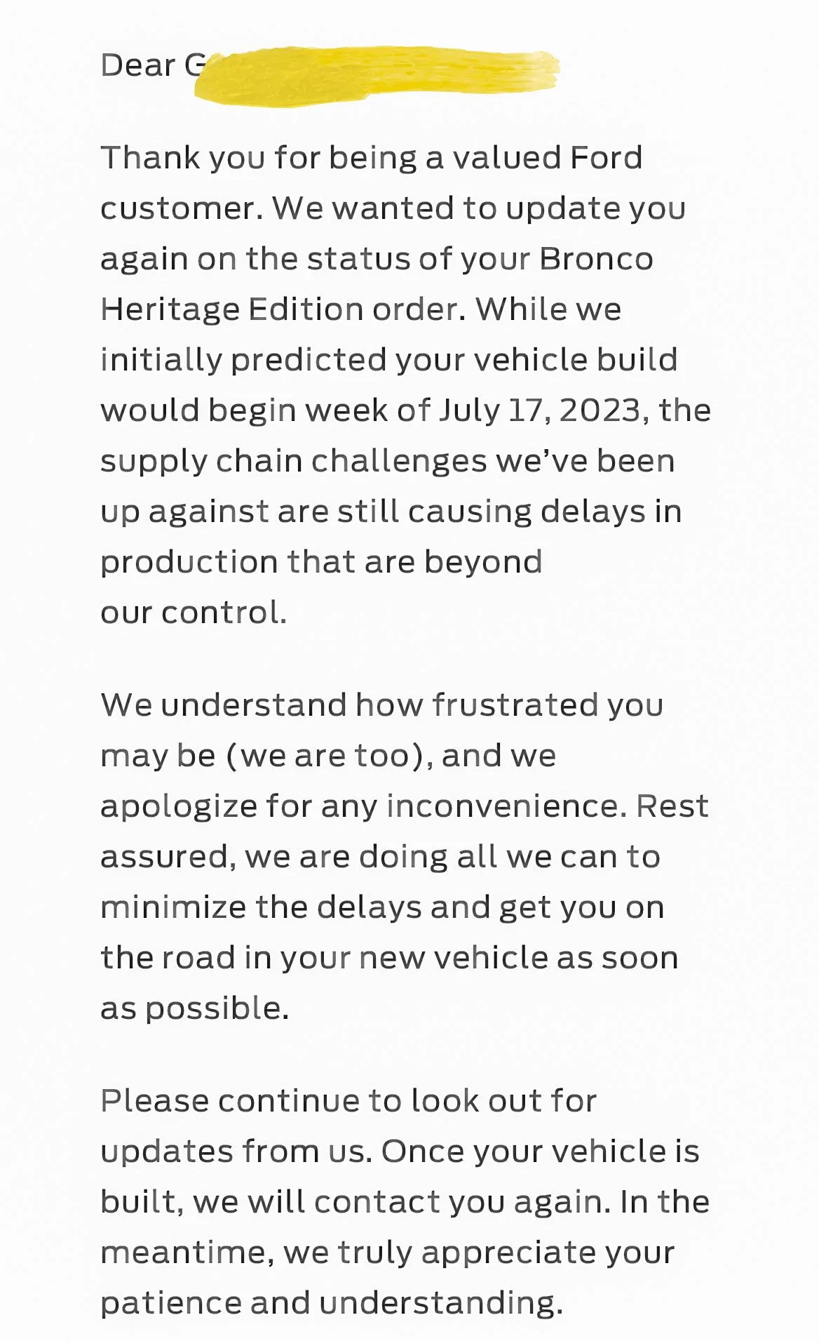 Ford Bronco Heritage Edition - Supply Chain delays E2EE45DE-7969-4E13-8111-3D4F60A2C93F
