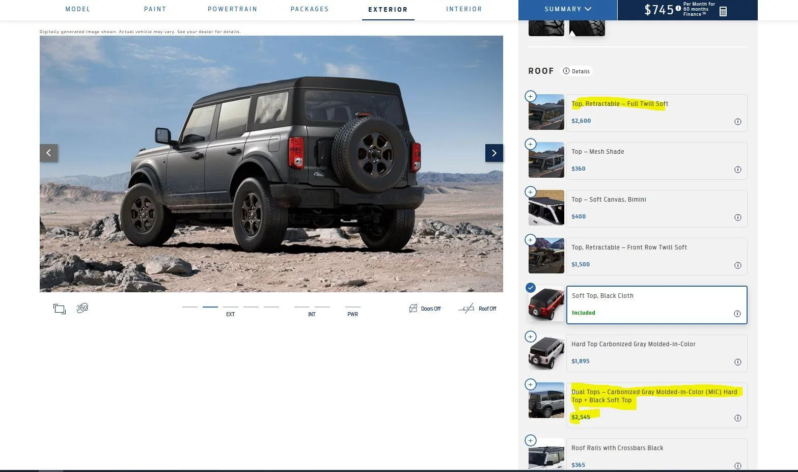 Ford Bronco Dual tops question Captur