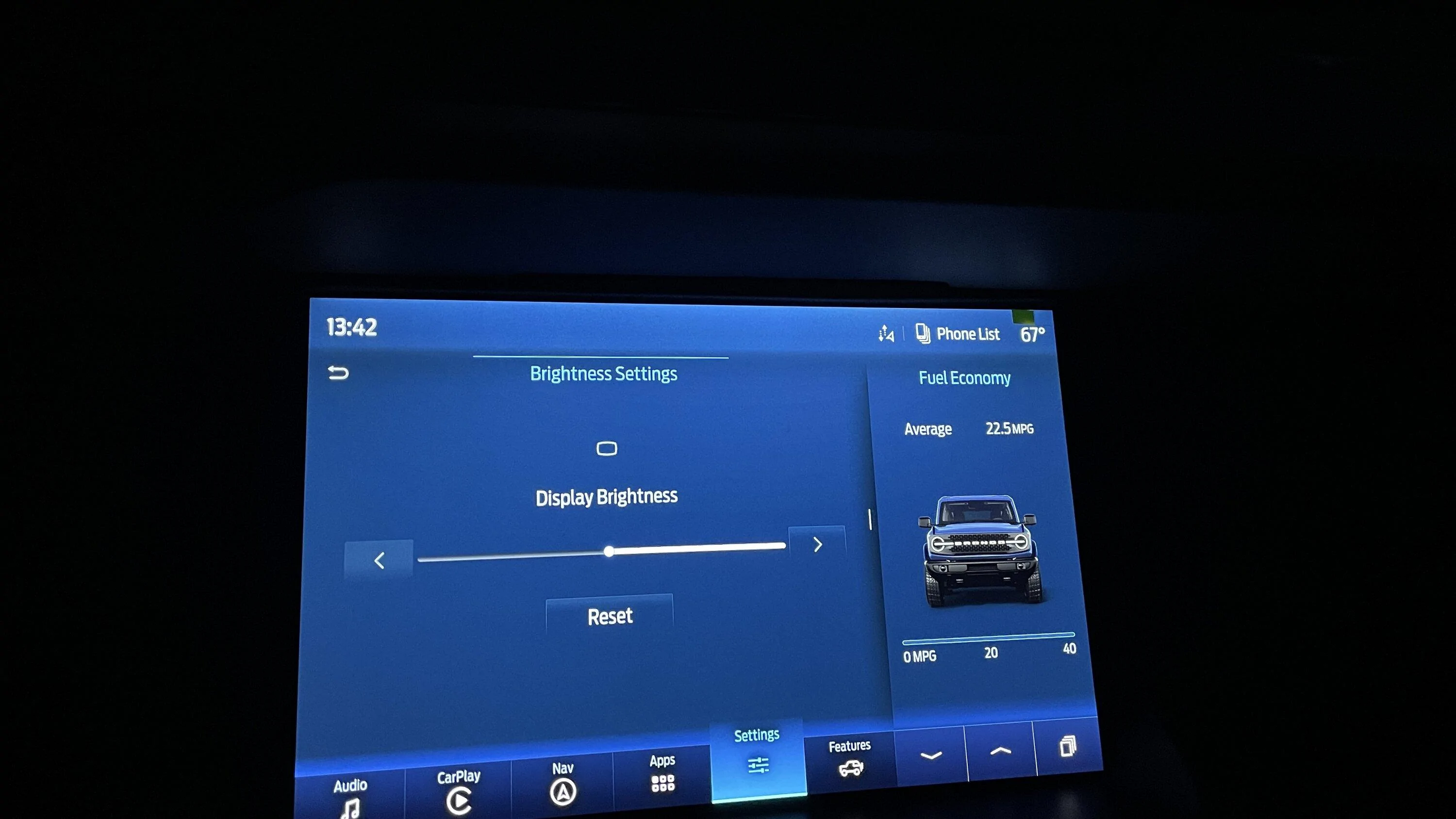 Ford Bronco Center Display dimmer control IMG_4397