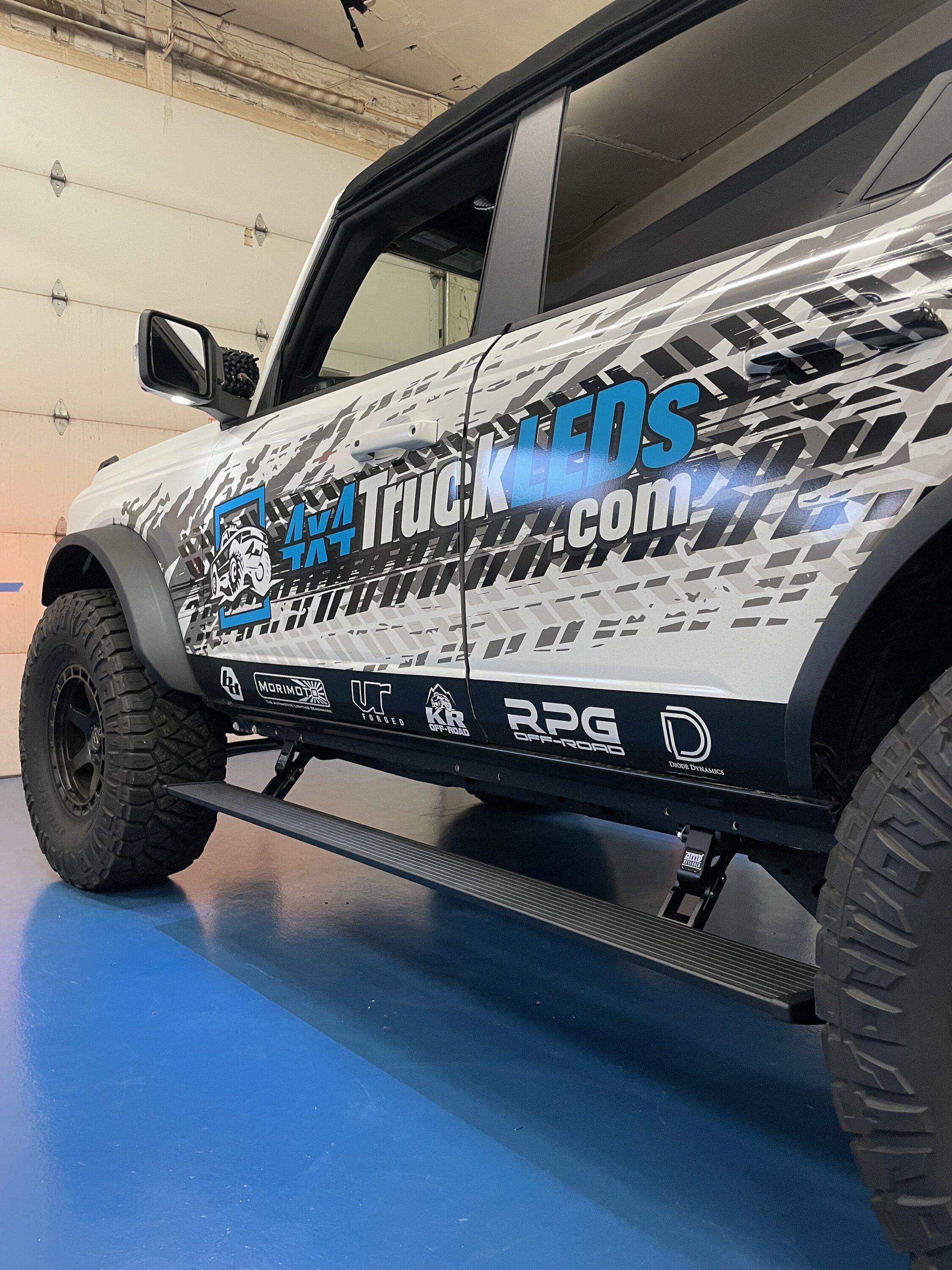 Ford Bronco AMP Research Electric Running Boards | GUIDE Photo Jan 24 2023, 12 34 13 PM