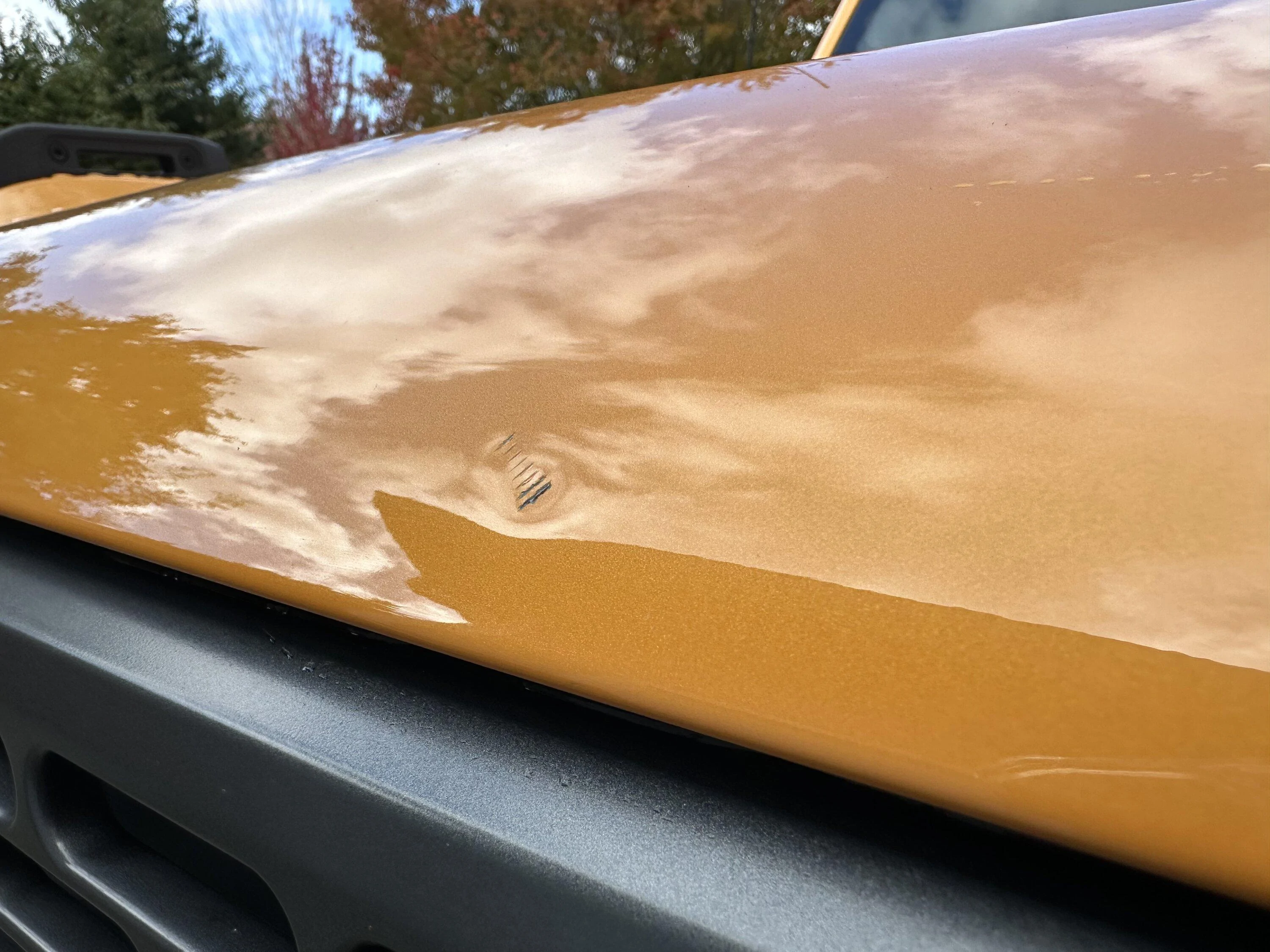 Ford Bronco Hood dent/scratch repair estimate IMG_0730