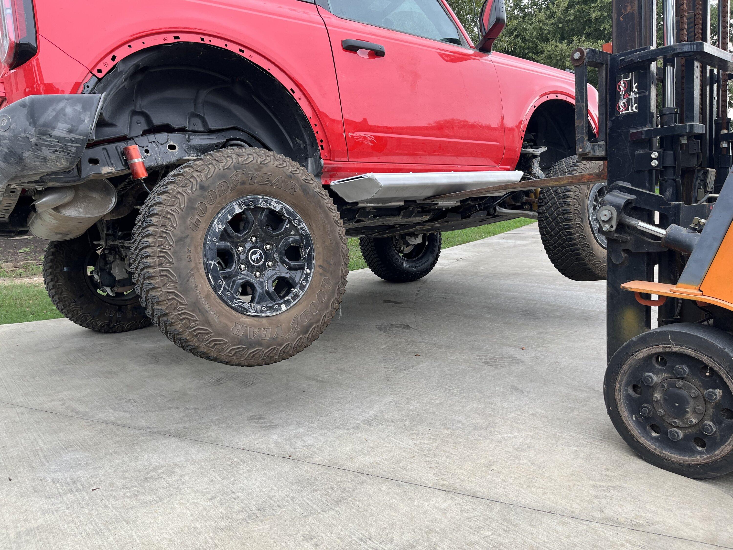Ford Bronco 2 Door Race red Wildtrak build.  Custom FAB and CNC machining! 0187B3BD-8E70-4411-BDCF-41197EDE5406