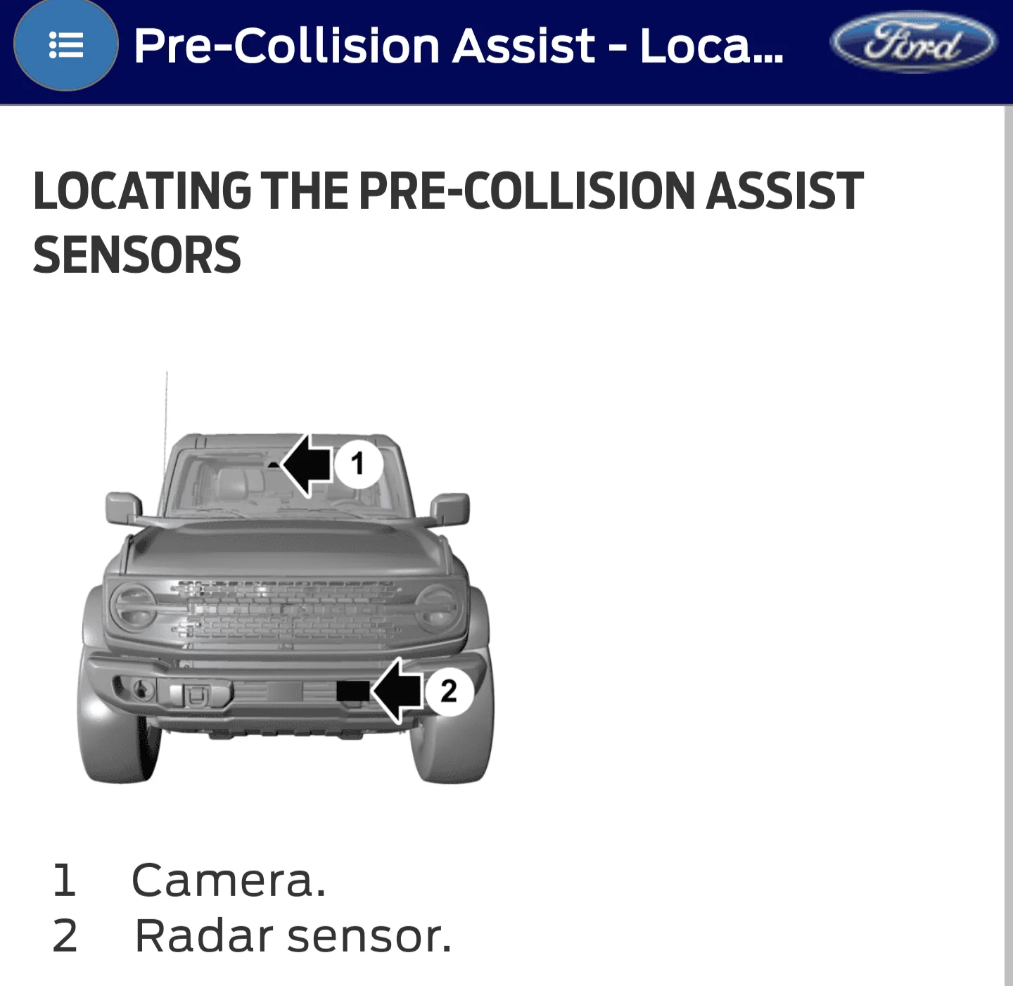 Ford Bronco Pre-Collison Assist not available under specific circumstances Screenshot_20231006-183725